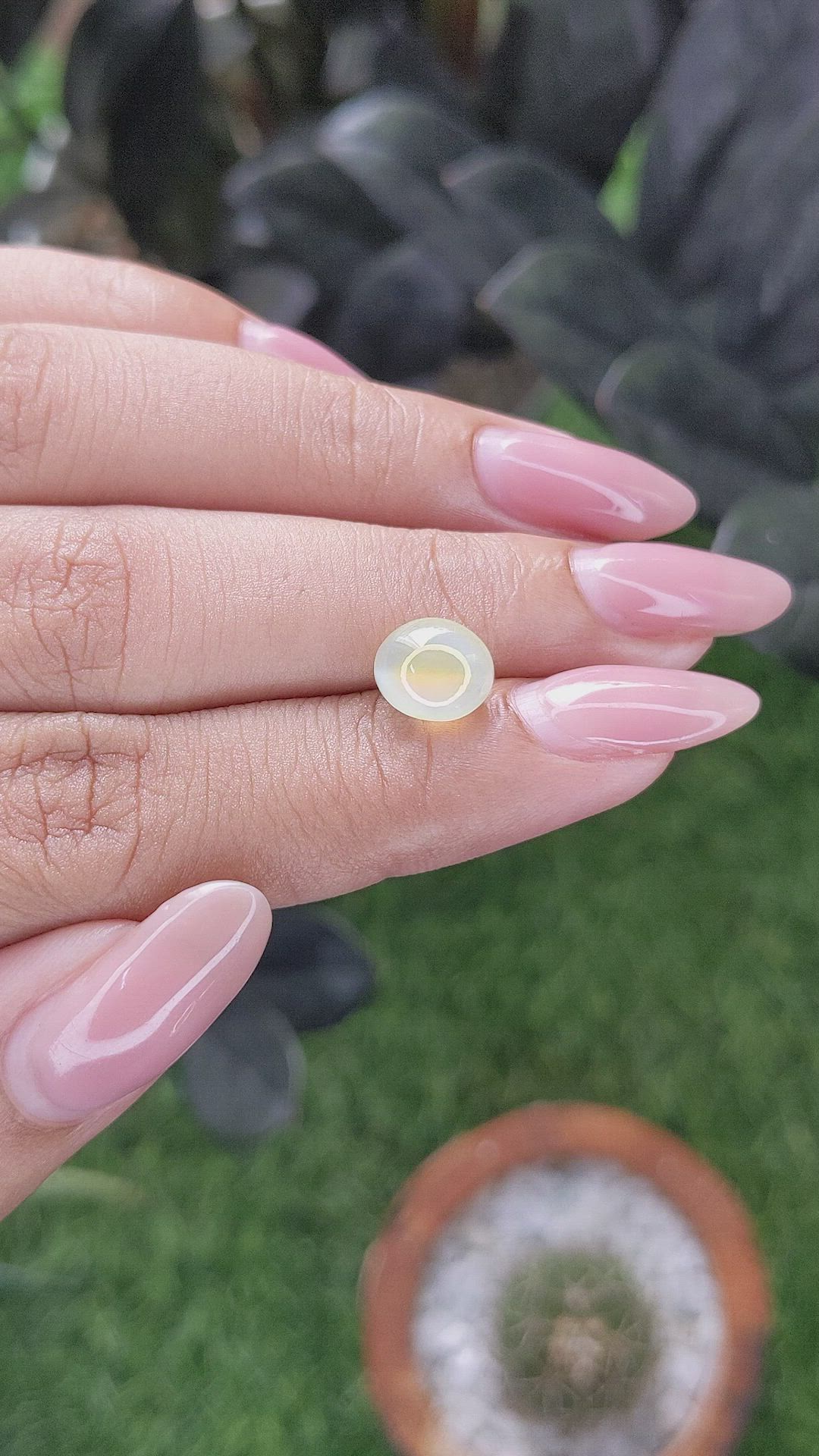 3.62 Ct. Greenish Yellow Cabochon Chrysoberyl from Tanzania Size Video