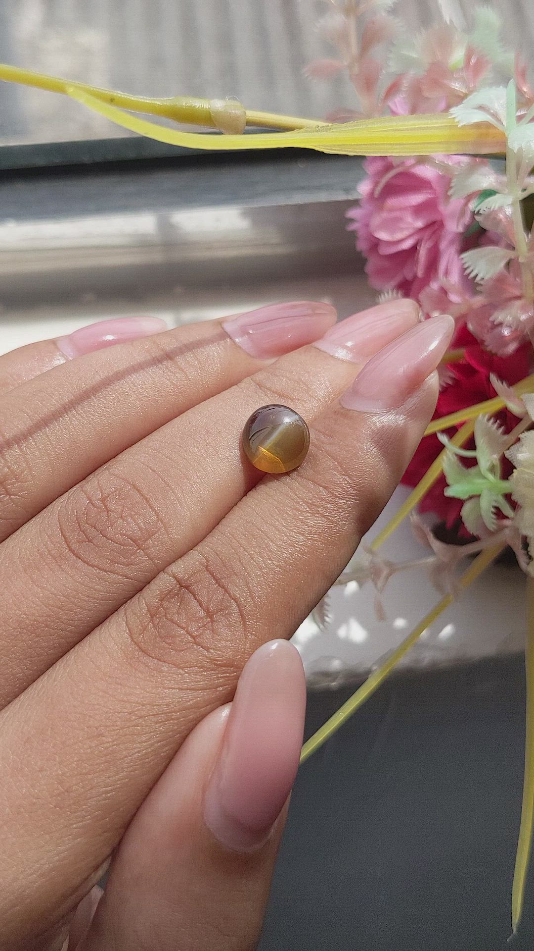 3.52 Ct. Brown Cabochon Chrysoberyl from Tanzania Size Video