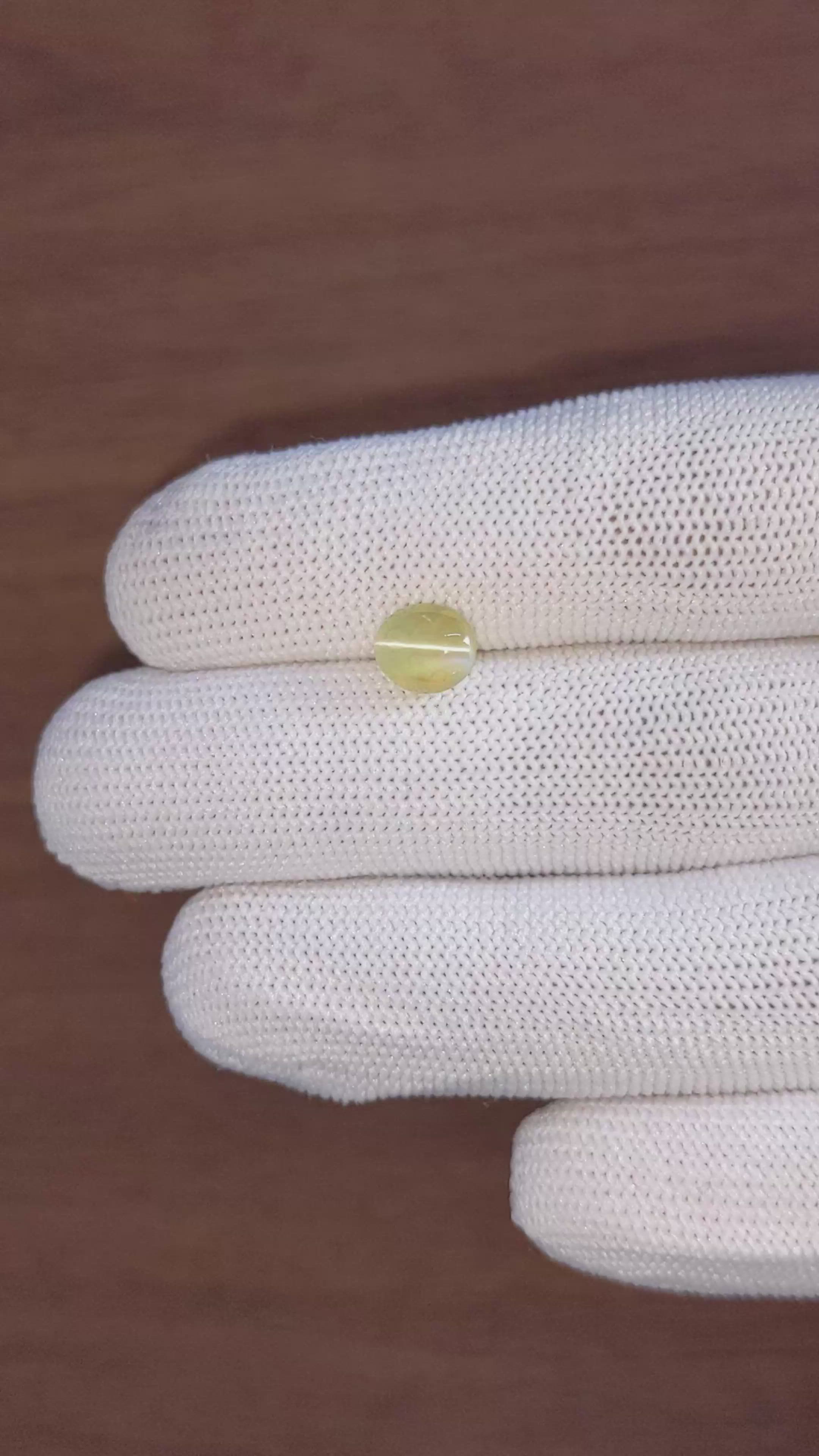 2.55 Ct. Yellowish Green Cabochon Chrysoberyl from Tanzania Size Video