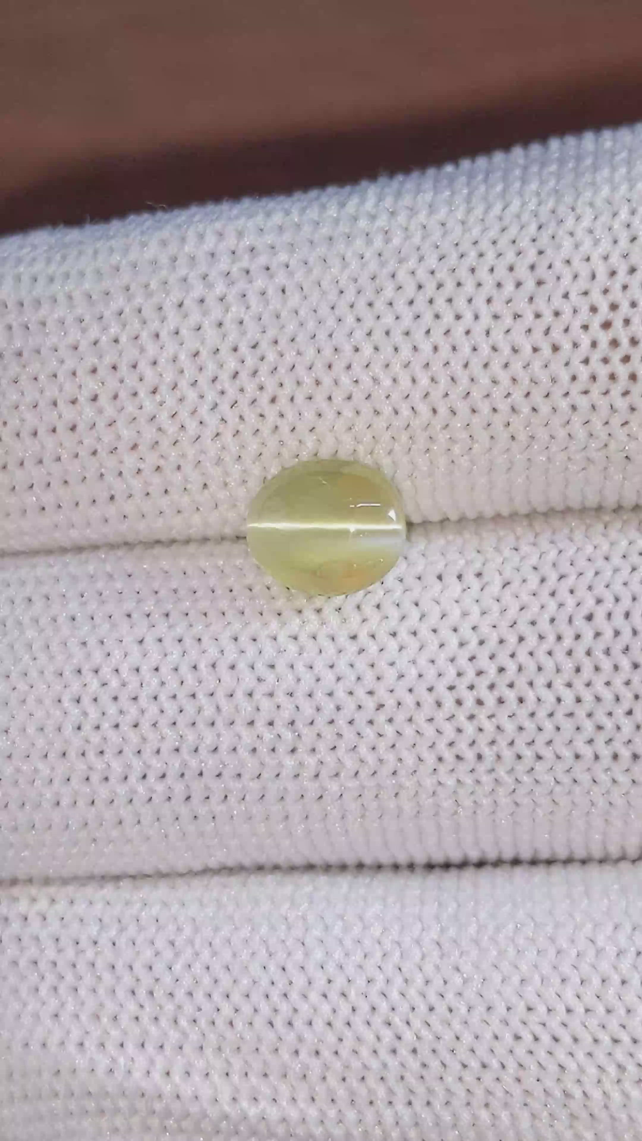 2.55 Ct. Yellowish Green Cabochon Chrysoberyl from Tanzania Size Video