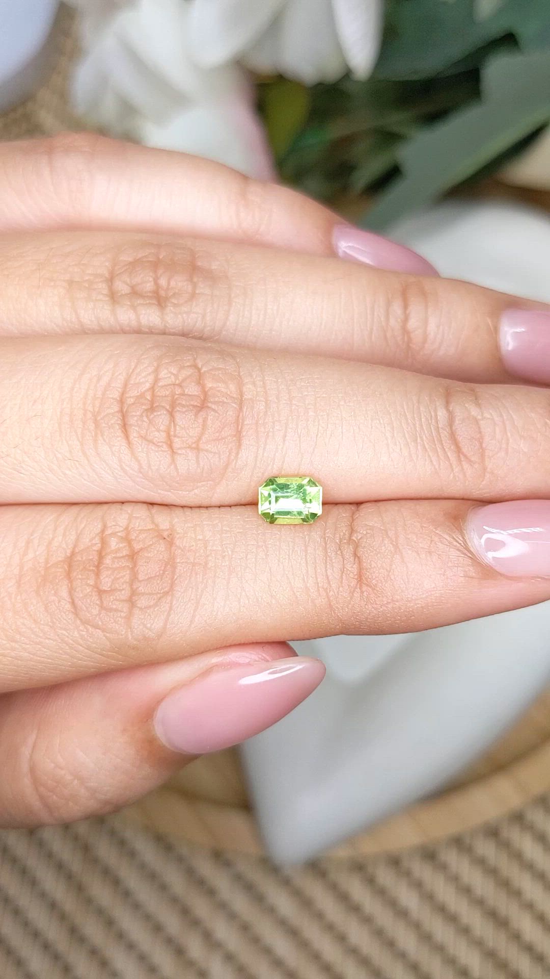 0.68 Ct. Green (Lime Green) Peridot from Pakistan Size Video