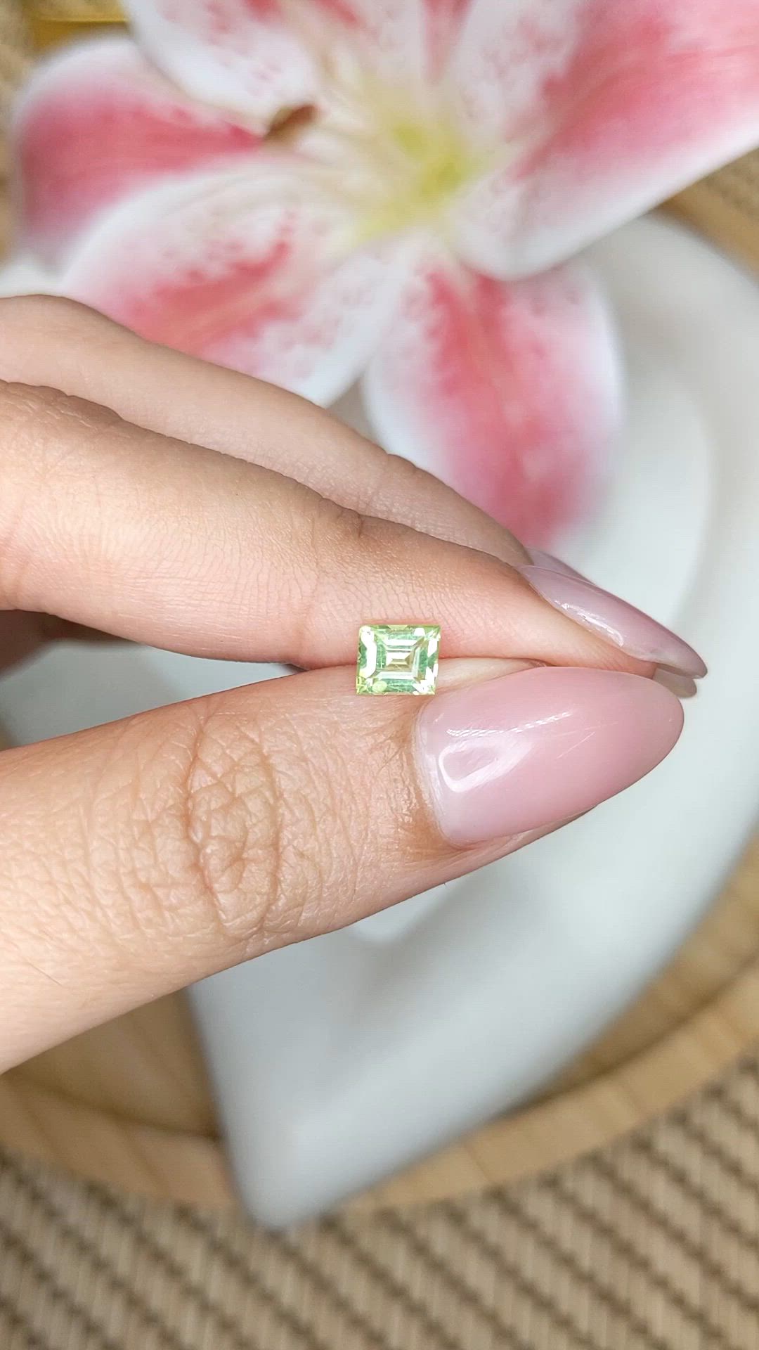 0.56 Ct. Green (Lime Green) Peridot from Pakistan Size Video