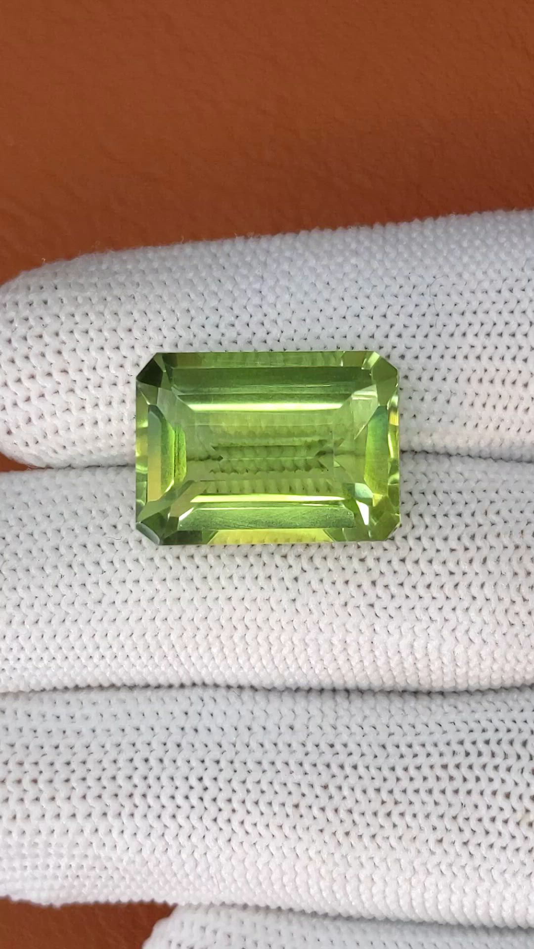 16.57 Ct. Yellowish Green Prasiolite from Brazil Size Video