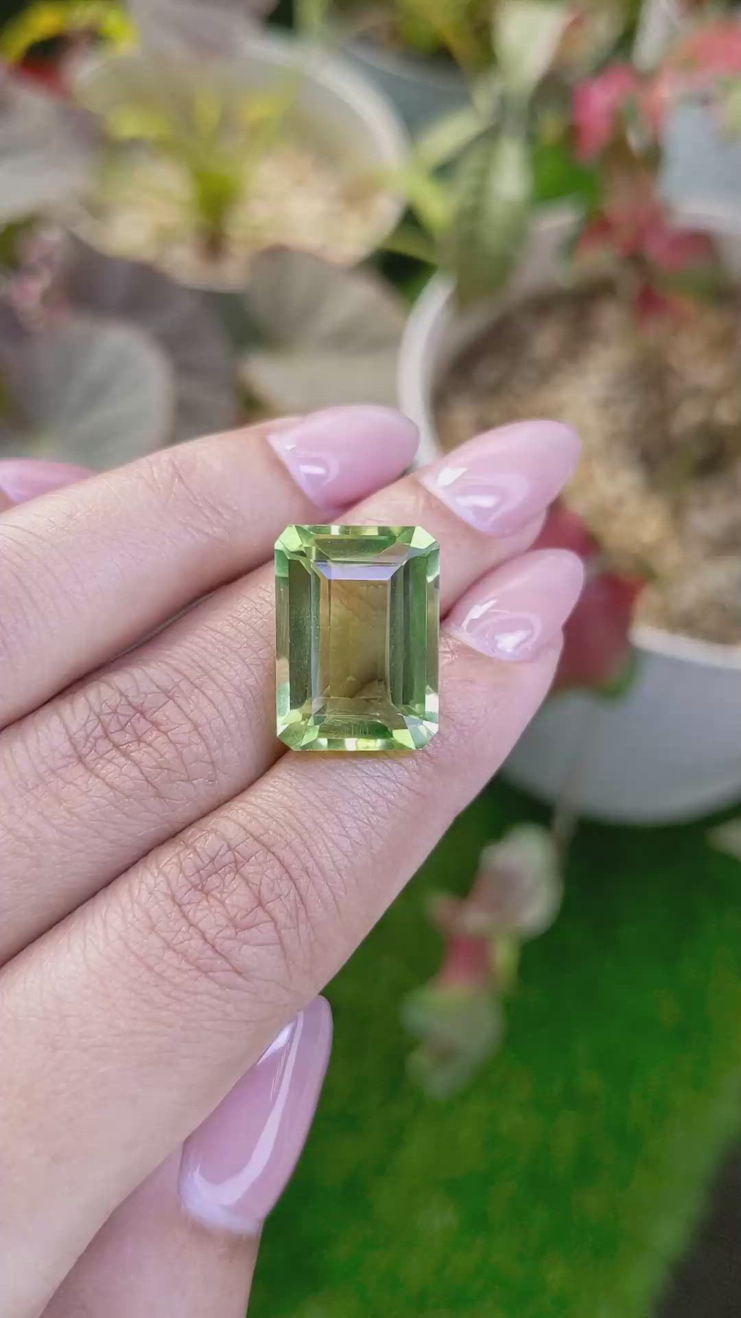 16.57 Ct. Yellowish Green Prasiolite from Brazil Size Video