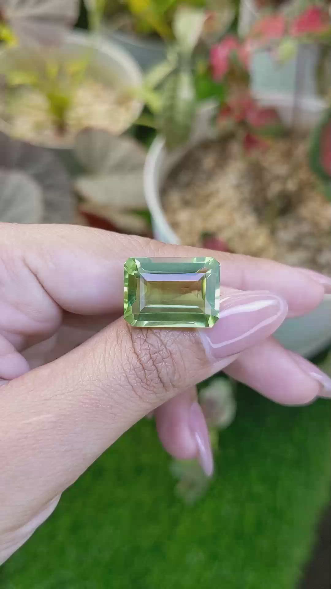 16.57 Ct. Yellowish Green Prasiolite from Brazil Size Video