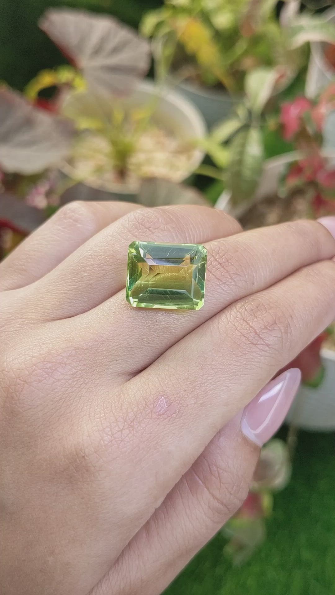 16.84 Ct. Yellowish Green Prasiolite from Brazil Size Video