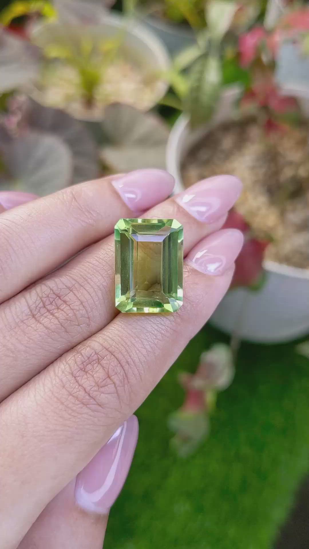 16.84 Ct. Yellowish Green Prasiolite from Brazil Size Video