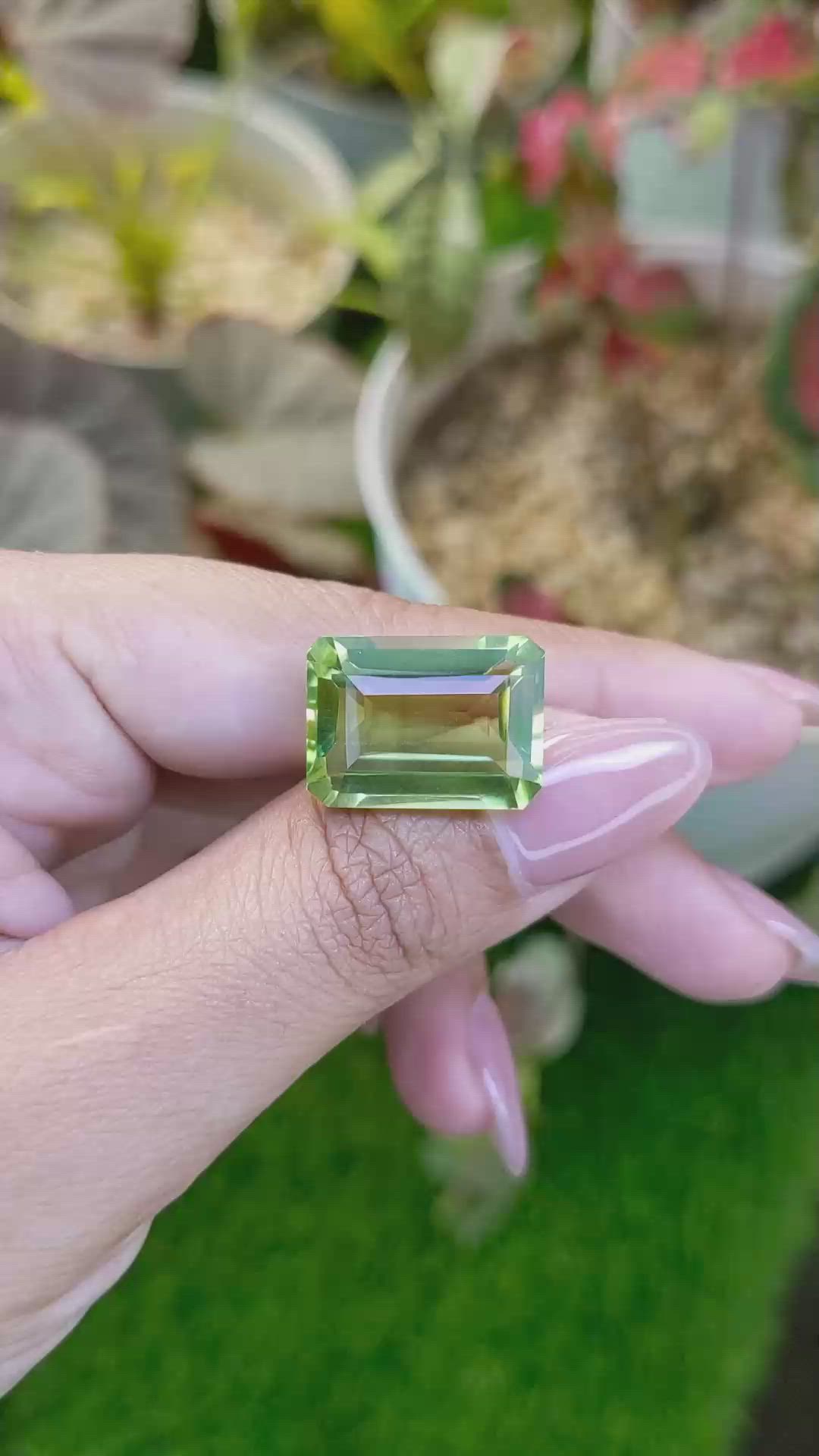 16.84 Ct. Yellowish Green Prasiolite from Brazil Size Video
