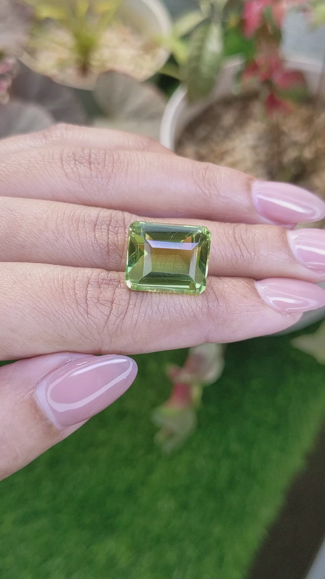 16.84 Ct. Yellowish Green Prasiolite from Brazil Size Video
