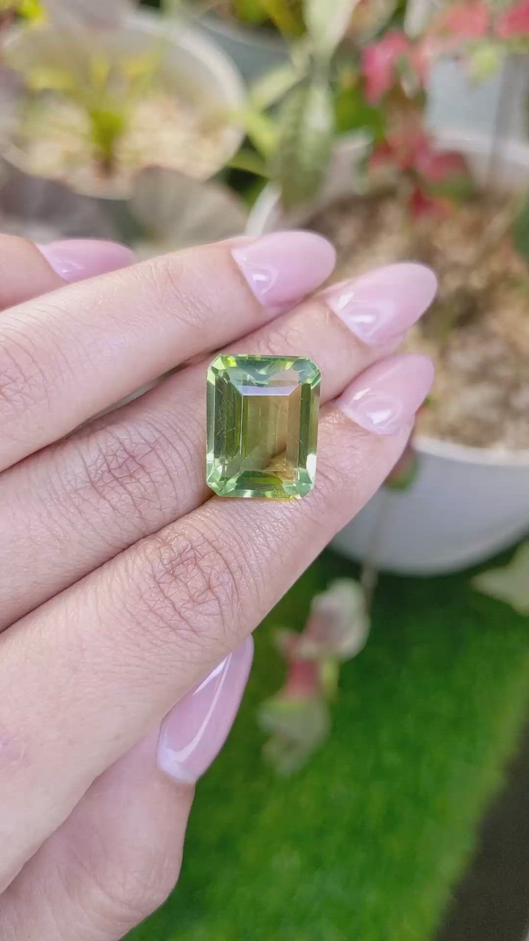 15.42 Ct. Yellowish Green Prasiolite from Madagascar Size Video