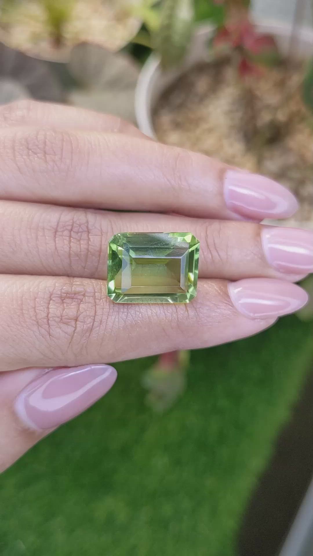 15.42 Ct. Yellowish Green Prasiolite from Madagascar Size Video