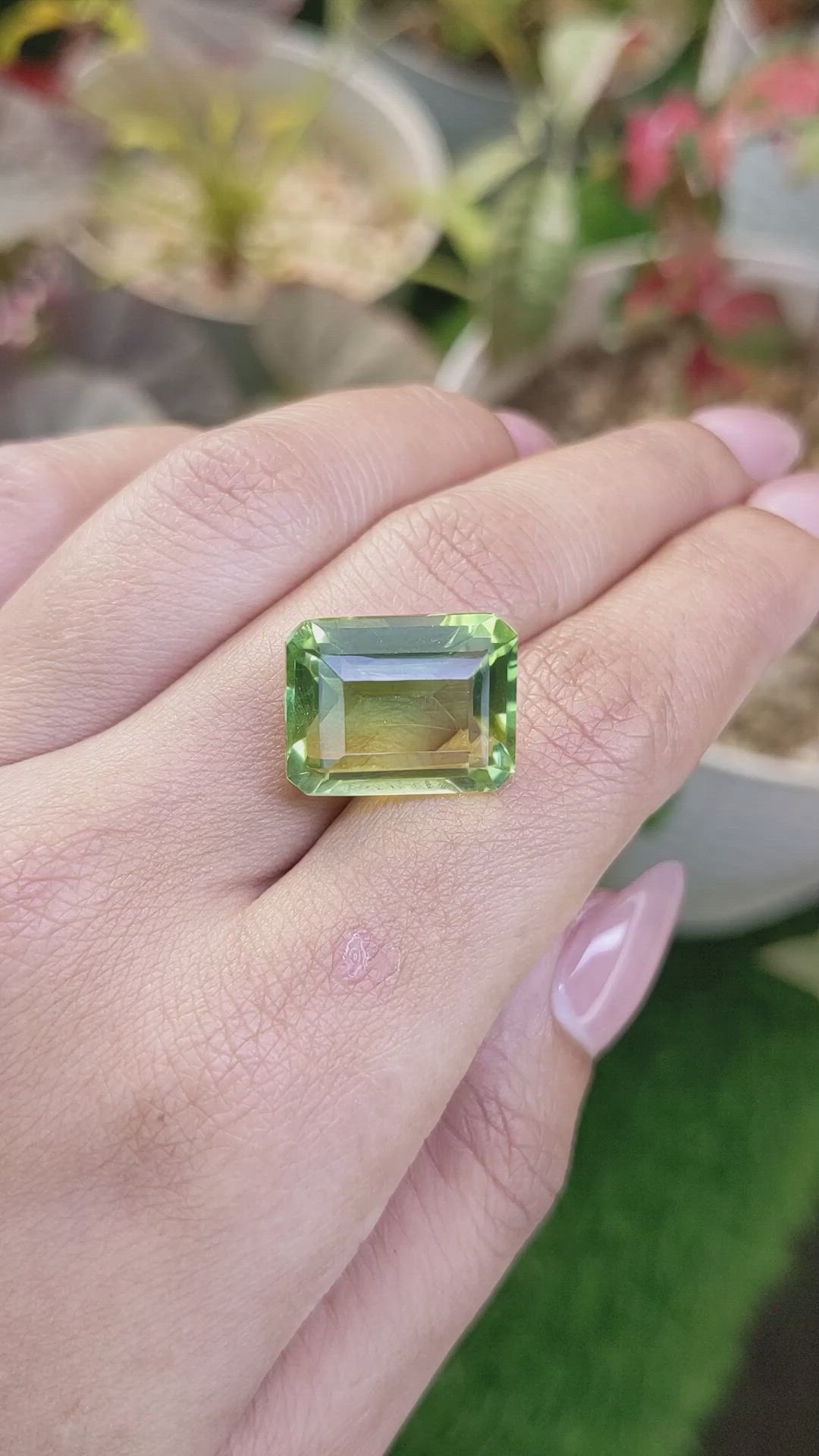15.42 Ct. Yellowish Green Prasiolite from Madagascar Size Video