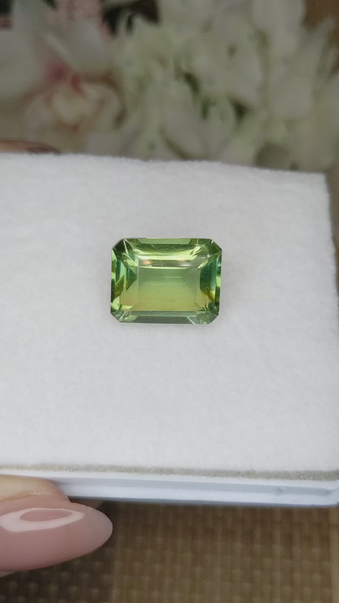 15.42 Ct. Yellowish Green Prasiolite from Madagascar Size Video