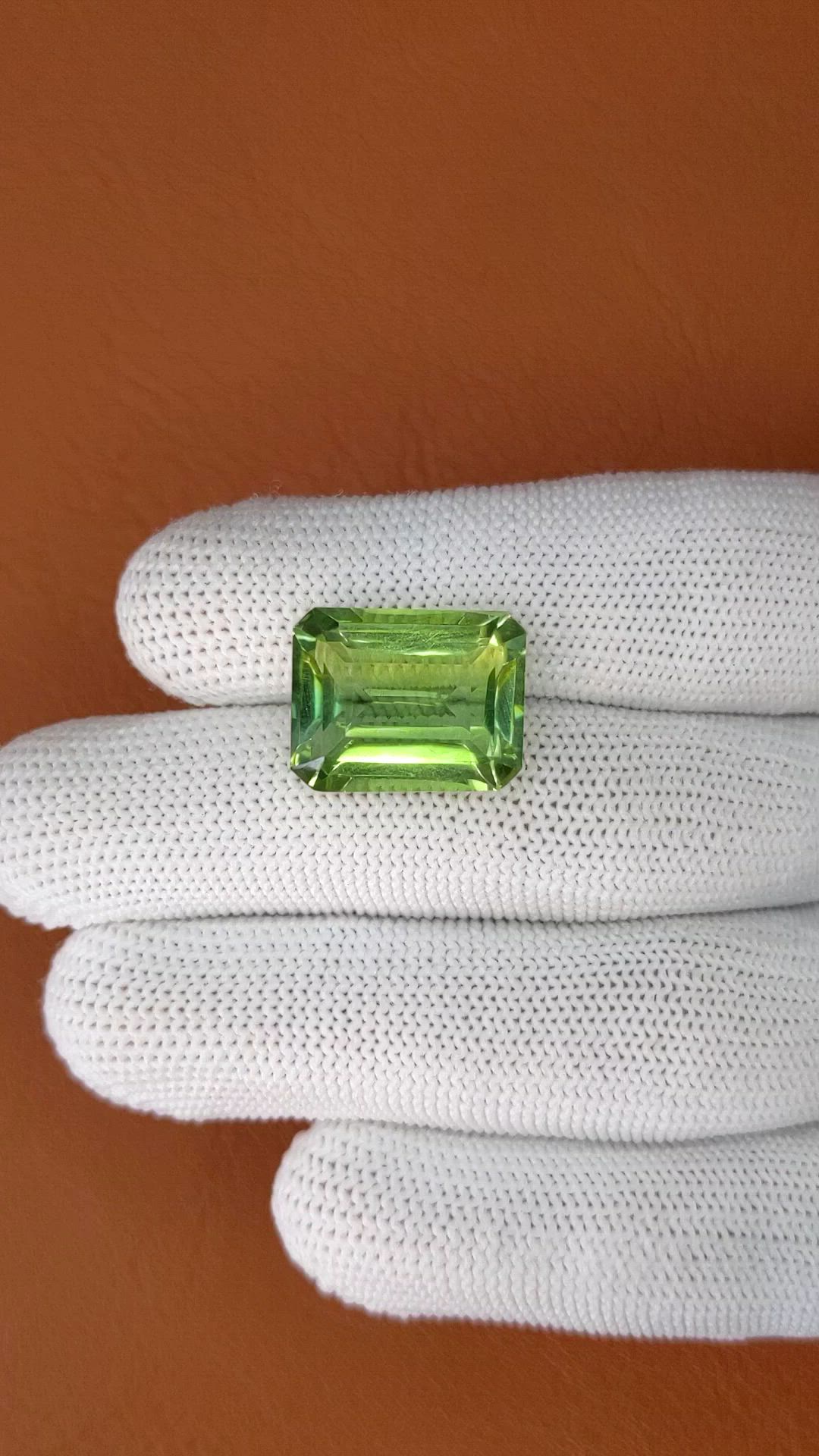 15.42 Ct. Yellowish Green Prasiolite from Madagascar Size Video