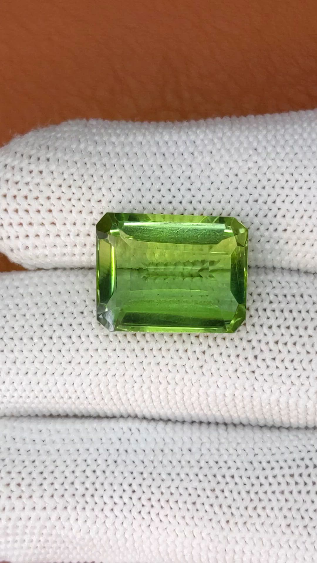 12.29 Ct. Yellowish Green Prasiolite from Madagascar Size Video