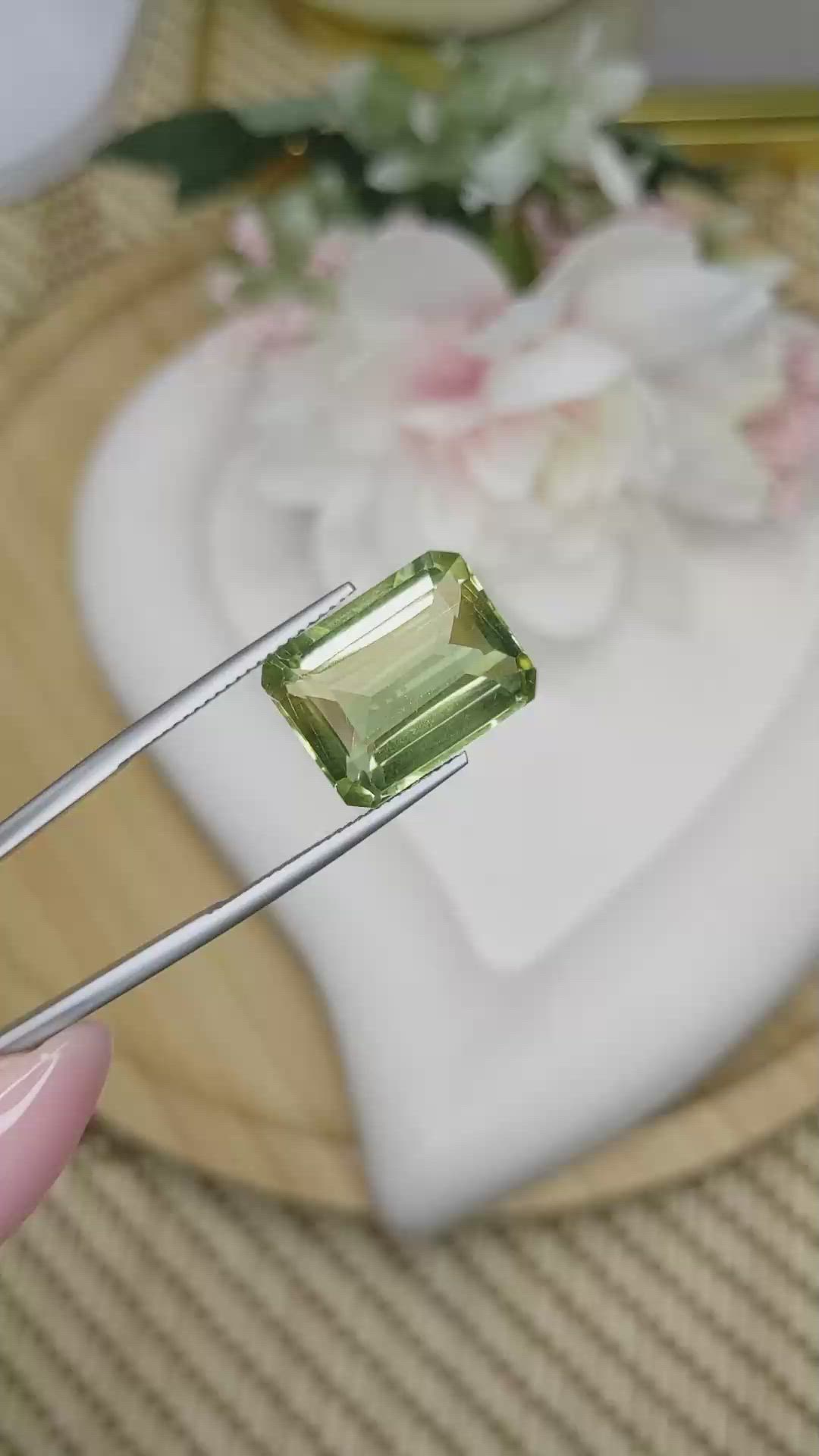 12.29 Ct. Yellowish Green Prasiolite from Madagascar Size Video