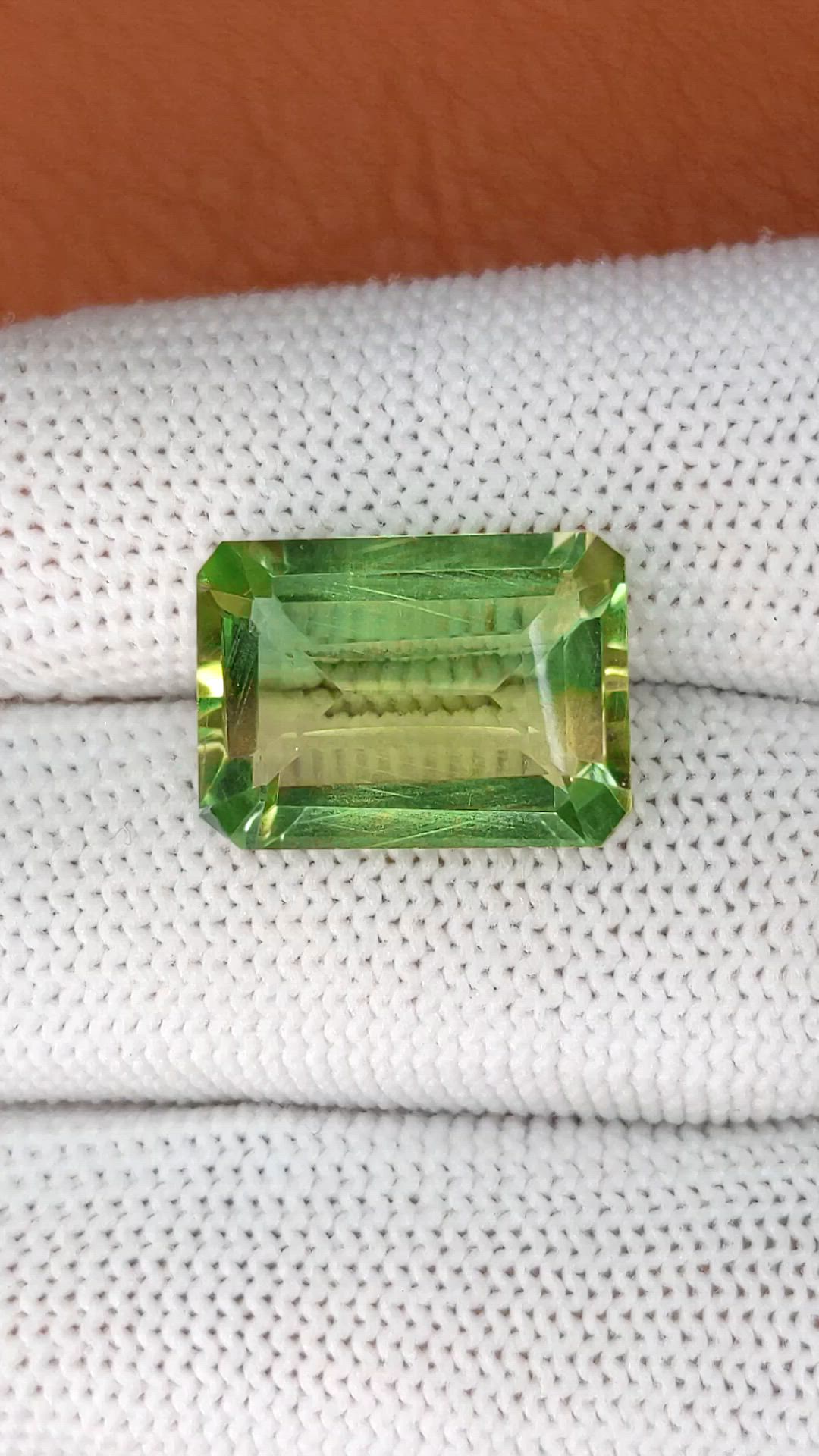 10.17 Ct. Yellowish Green Prasiolite from Brazil Size Video