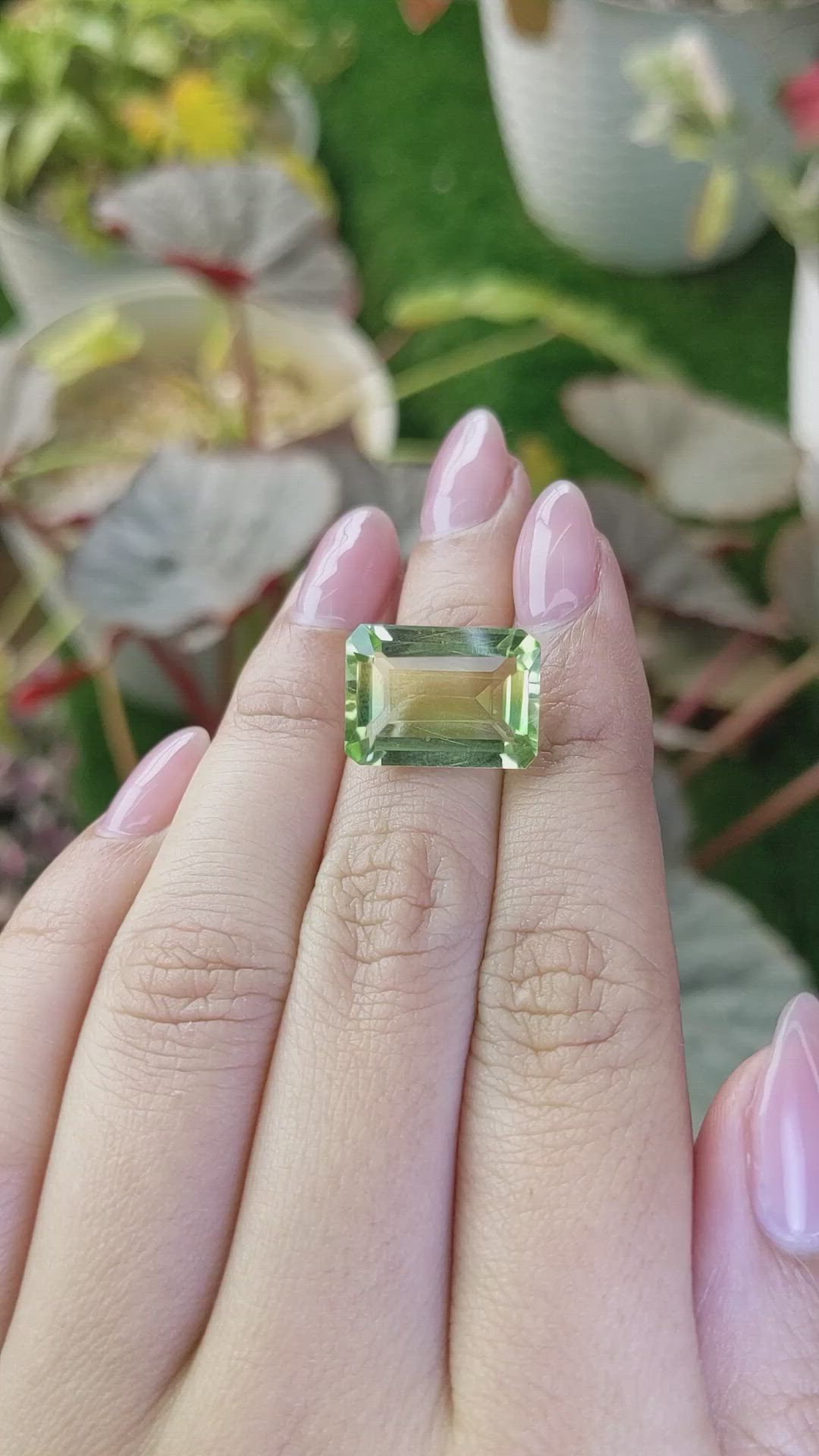 10.17 Ct. Yellowish Green Prasiolite from Brazil Size Video