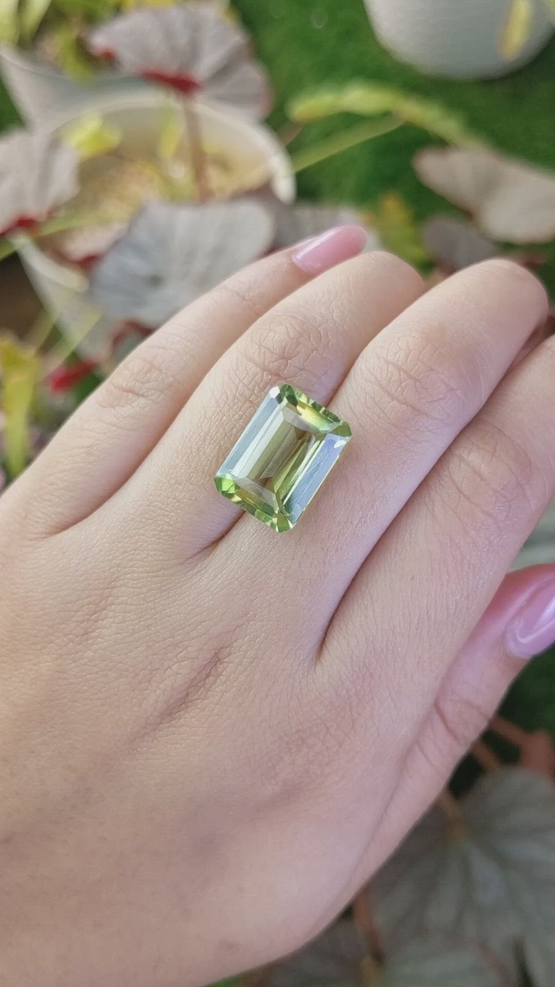 10.17 Ct. Yellowish Green Prasiolite from Brazil Size Video