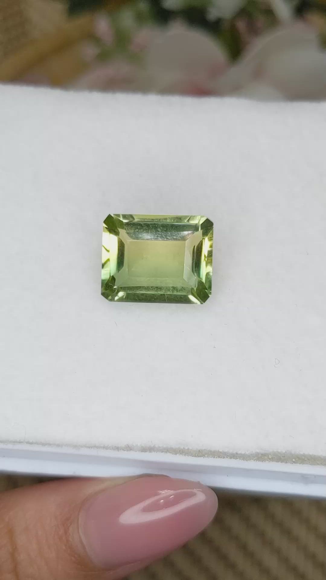 8.96 Ct. Yellowish Green Prasiolite from Madagascar Size Video