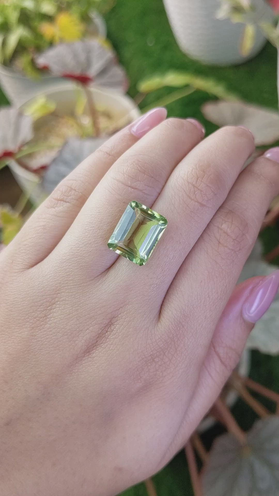 8.96 Ct. Yellowish Green Prasiolite from Madagascar Size Video