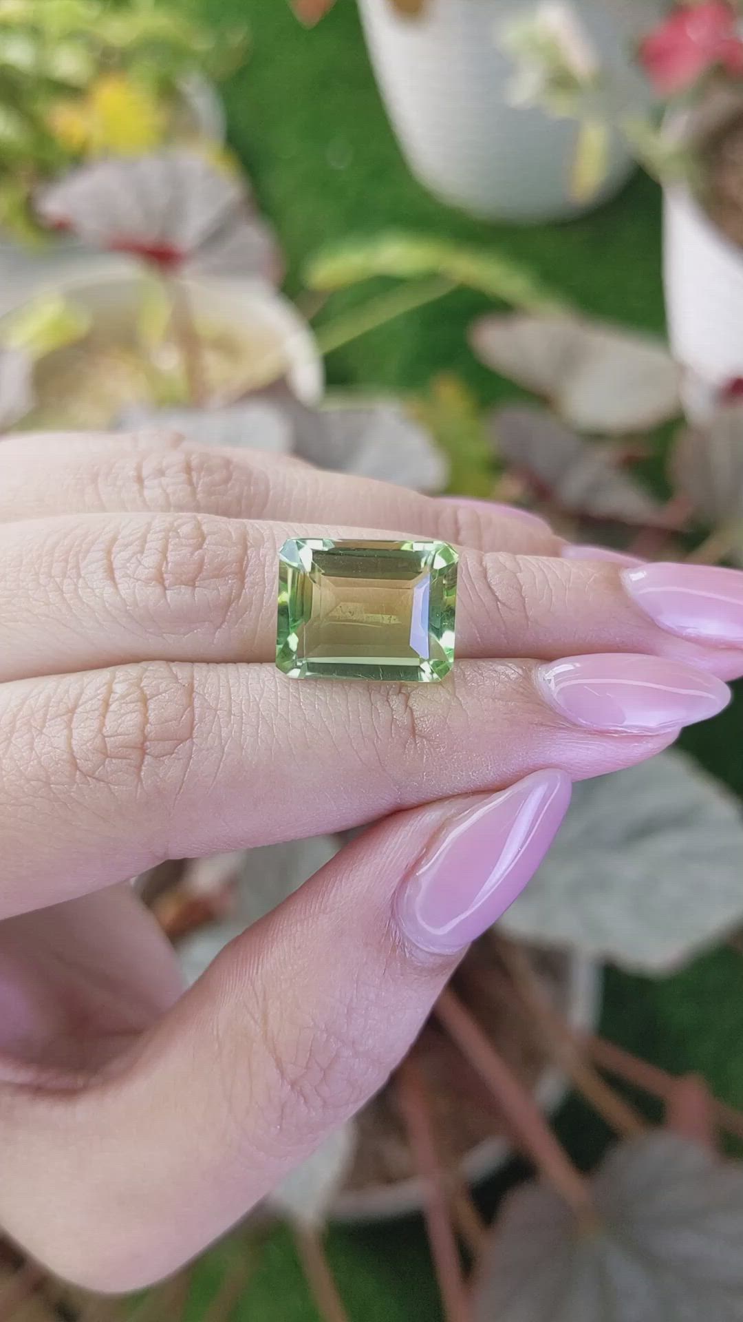 8.96 Ct. Yellowish Green Prasiolite from Madagascar Size Video