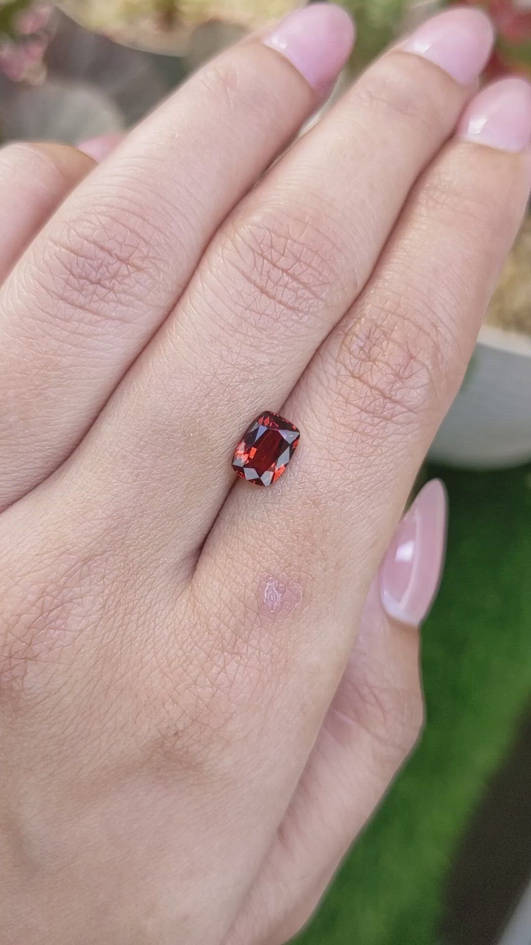 1.52 Ct. Orangish Red Garnet from Ceylon (Sri Lanka) Size Video