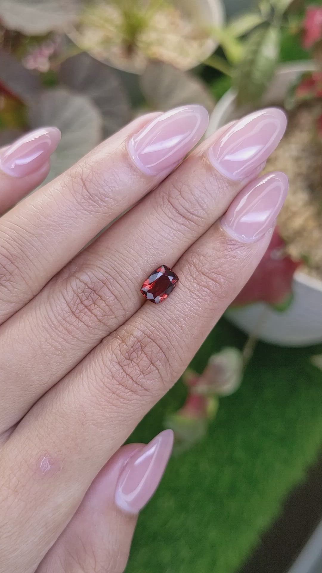 1.52 Ct. Orangish Red Garnet from Ceylon (Sri Lanka) Size Video