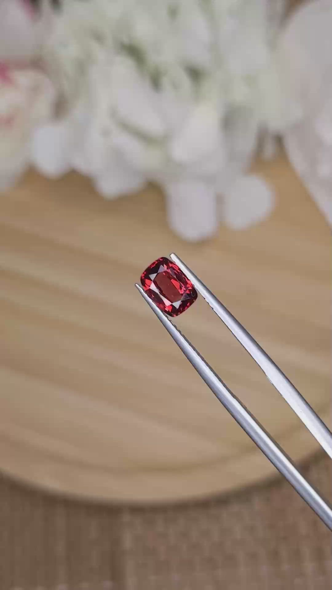 1.52 Ct. Orangish Red Garnet from Ceylon (Sri Lanka) Size Video