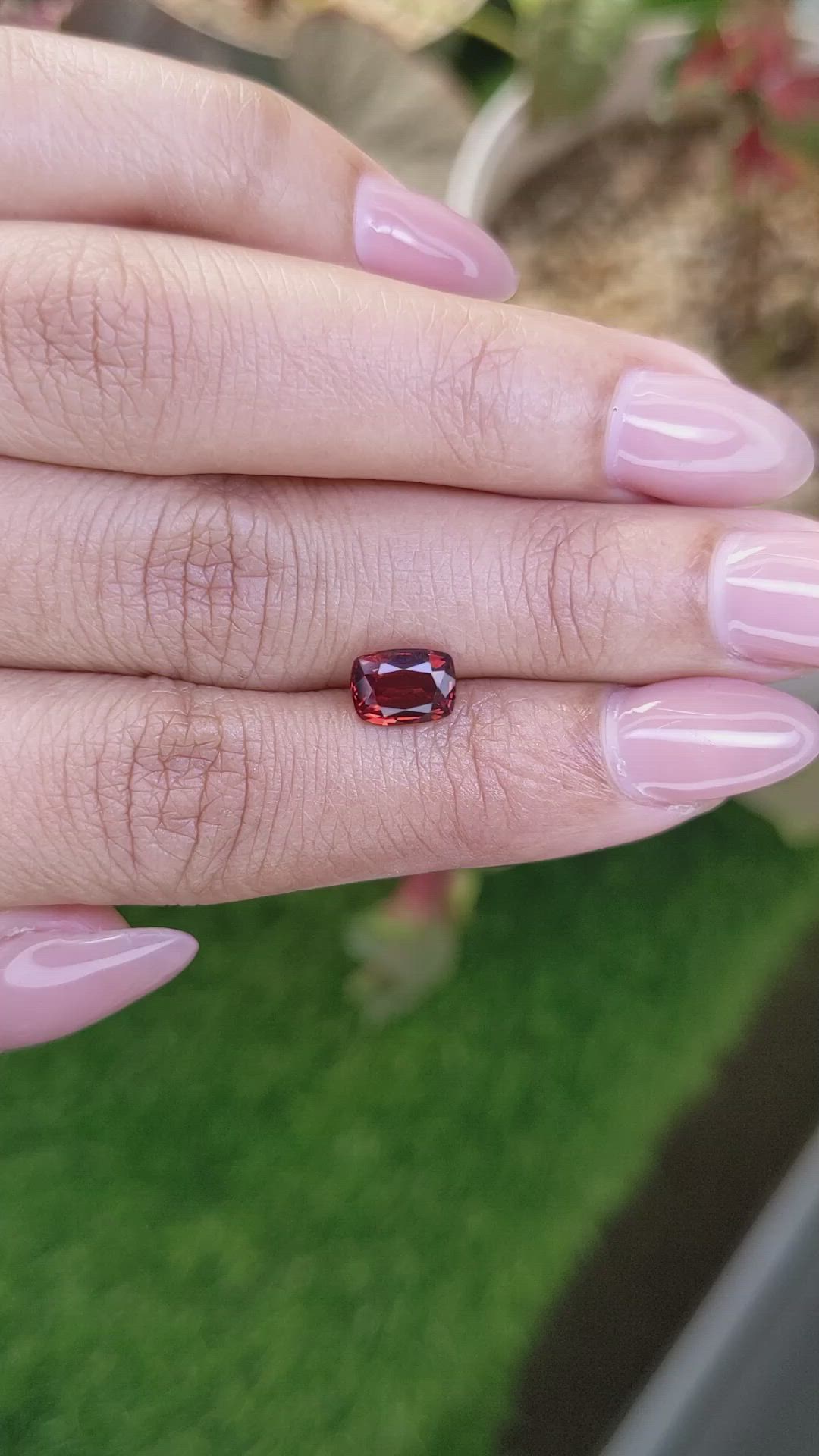 1.52 Ct. Orangish Red Garnet from Ceylon (Sri Lanka) Size Video