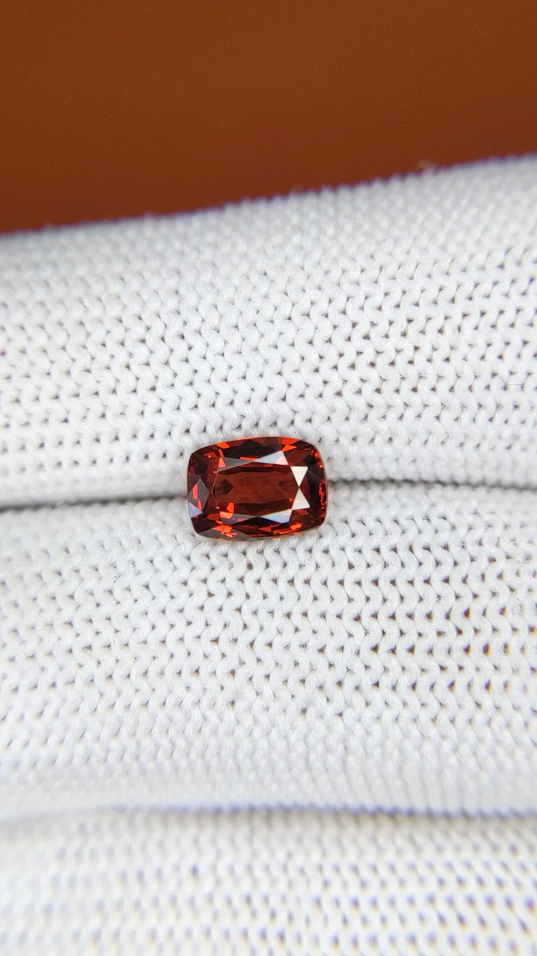 1.52 Ct. Orangish Red Garnet from Ceylon (Sri Lanka) Size Video