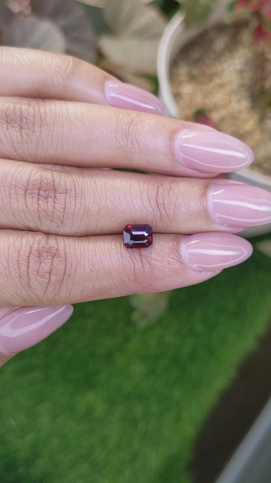 1.61 Ct. Red Garnet from Ceylon (Sri Lanka) Size Video