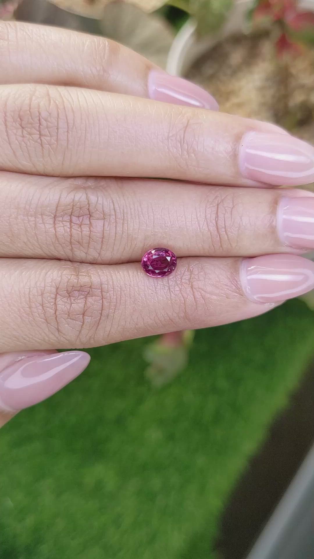 1.13 Ct. Purplish Pink Rhodolite Garnet from Ceylon (Sri Lanka) Size Video
