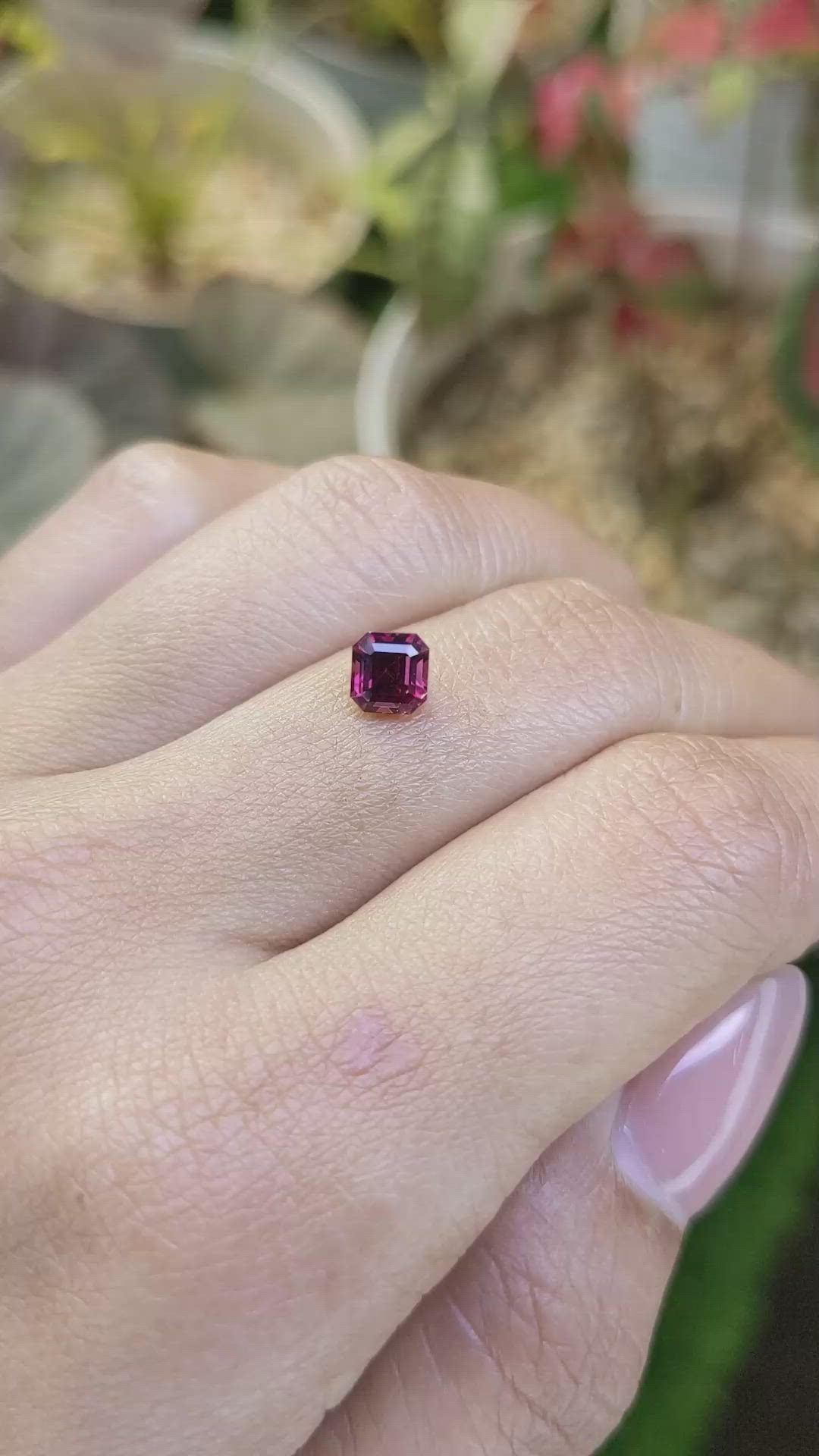 1.13 Ct. Purplish Red Rhodolite Garnet from Ceylon (Sri Lanka) Size Video