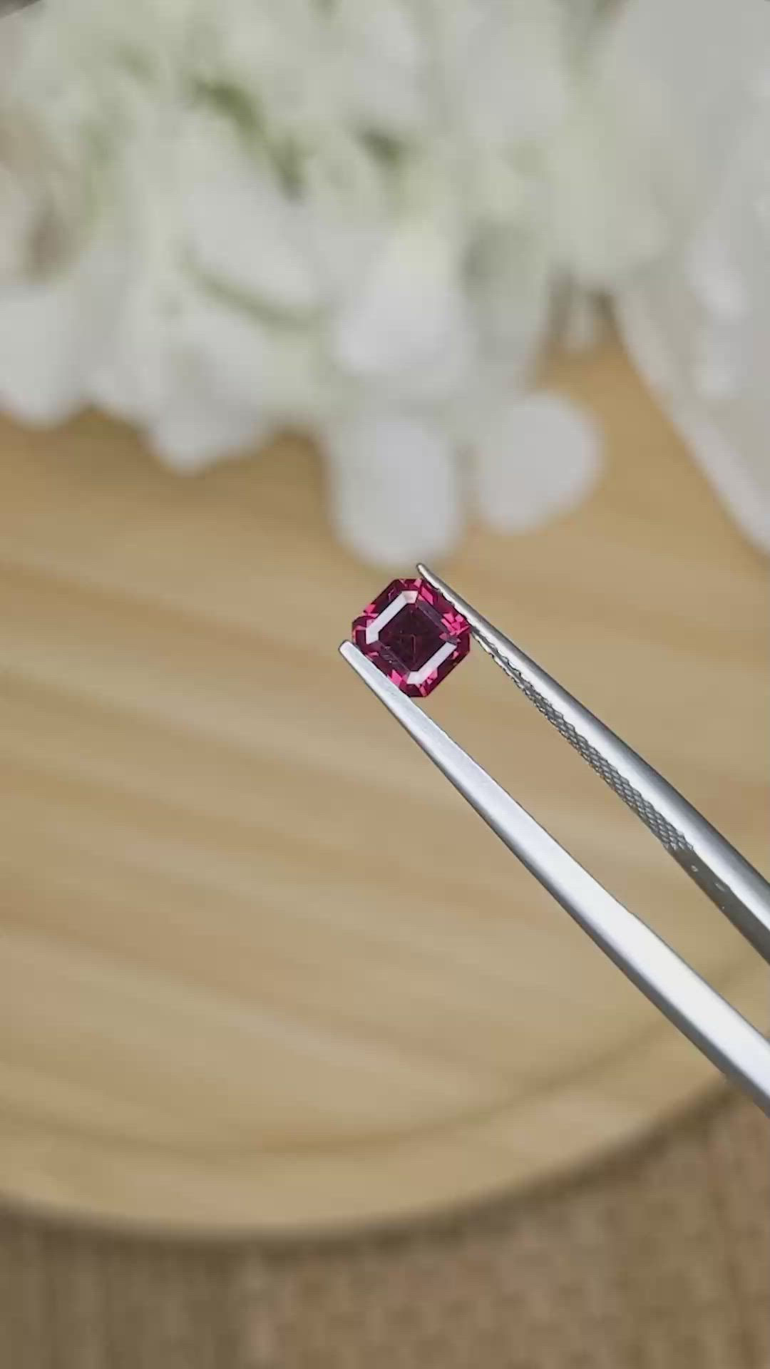 1.13 Ct. Purplish Red Rhodolite Garnet from Ceylon (Sri Lanka) Size Video