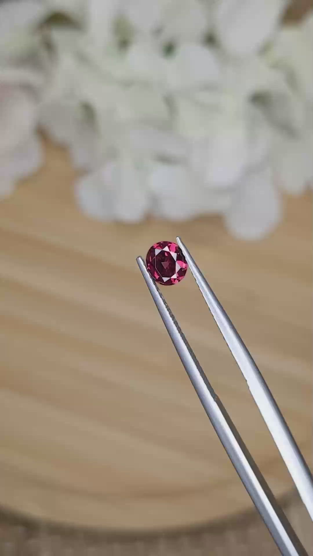 0.72 Ct. Purplish Red Rhodolite Garnet from Ceylon (Sri Lanka) Size Video