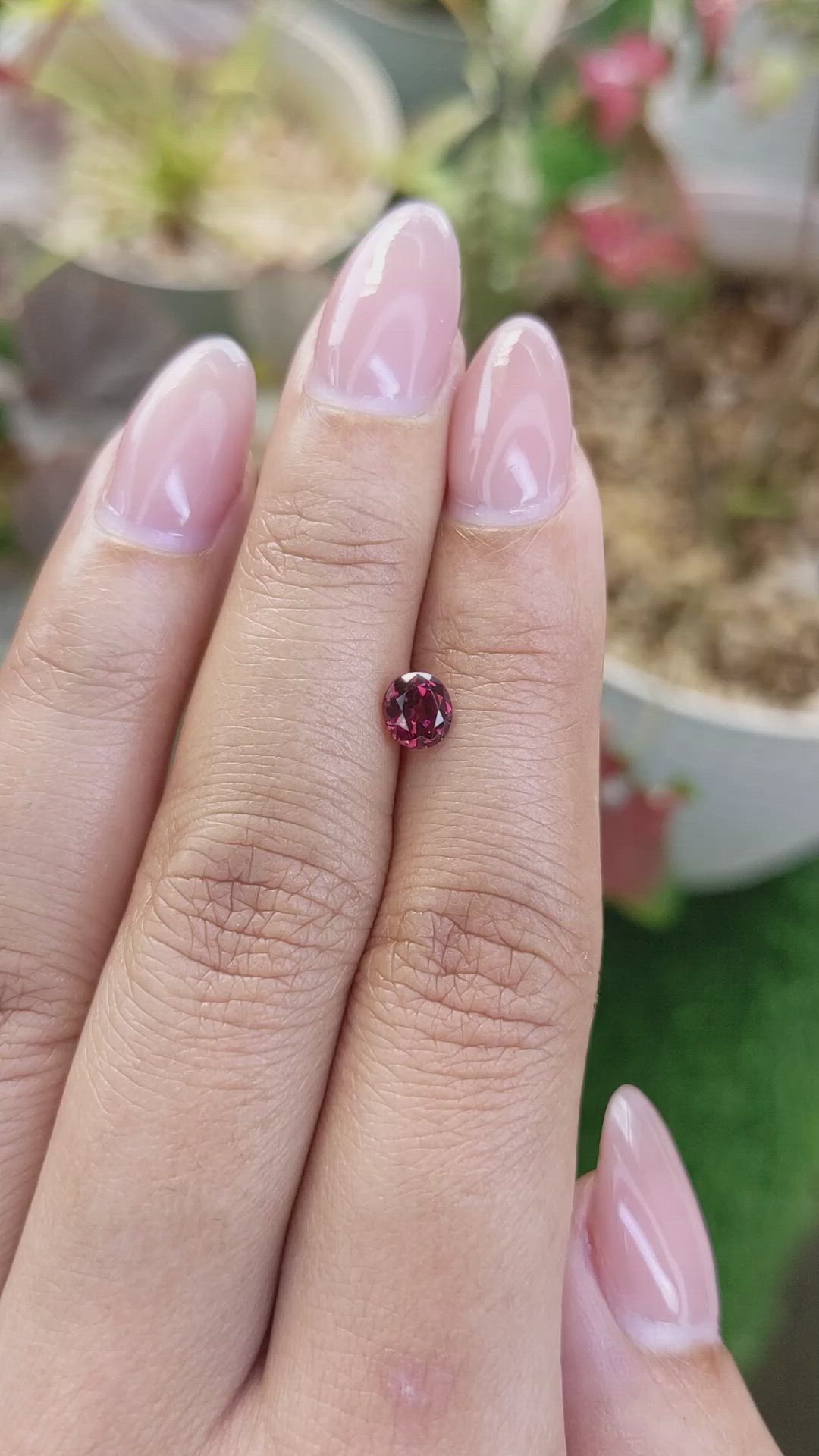 0.72 Ct. Purplish Red Rhodolite Garnet from Ceylon (Sri Lanka) Size Video