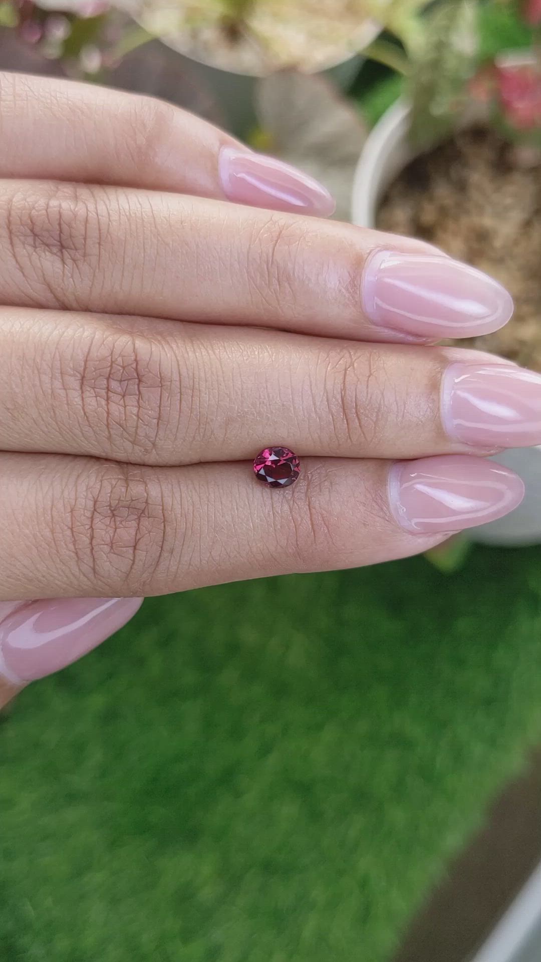 0.72 Ct. Purplish Red Rhodolite Garnet from Ceylon (Sri Lanka) Size Video