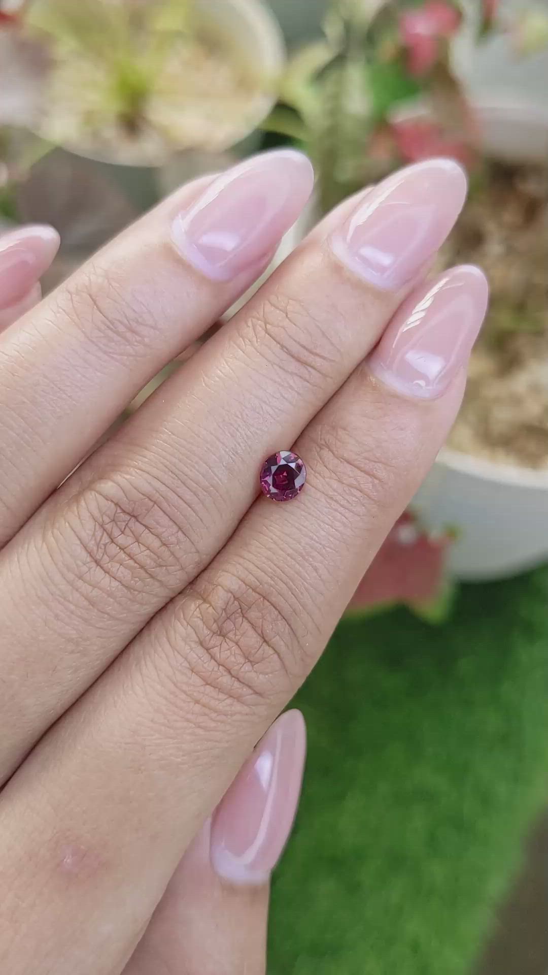 0.68 Ct. Purplish Pink Rhodolite Garnet from Ceylon (Sri Lanka) Size Video
