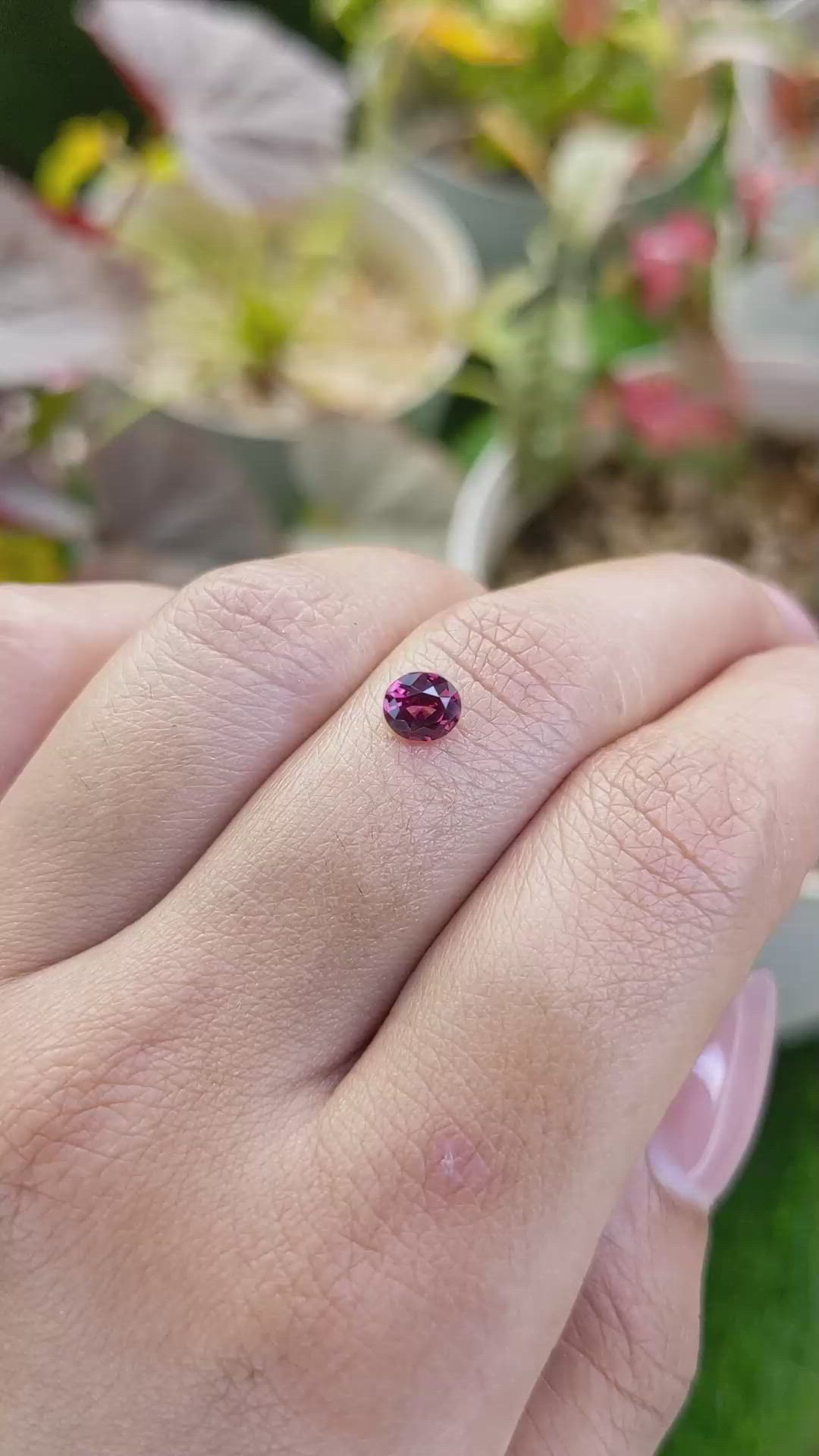 0.68 Ct. Purplish Pink Rhodolite Garnet from Ceylon (Sri Lanka) Size Video