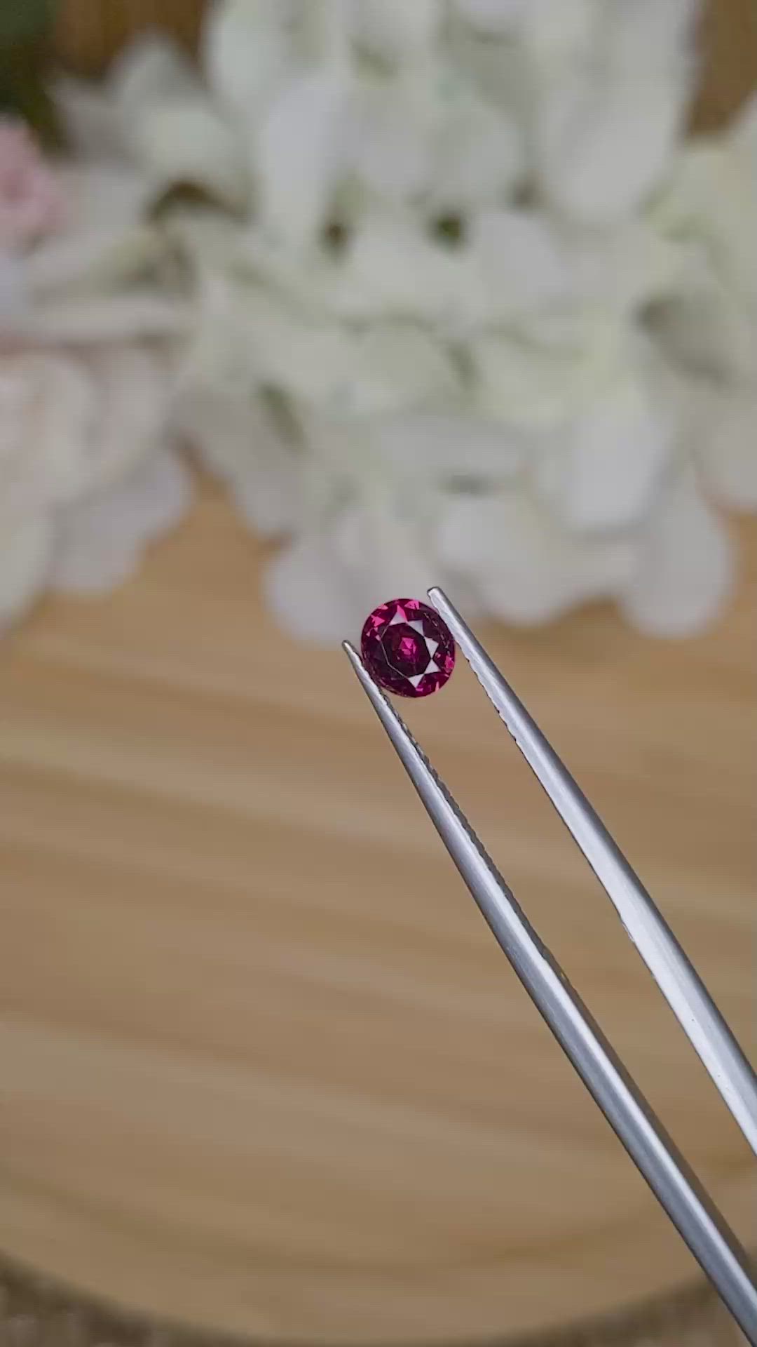 0.68 Ct. Purplish Pink Rhodolite Garnet from Ceylon (Sri Lanka) Size Video