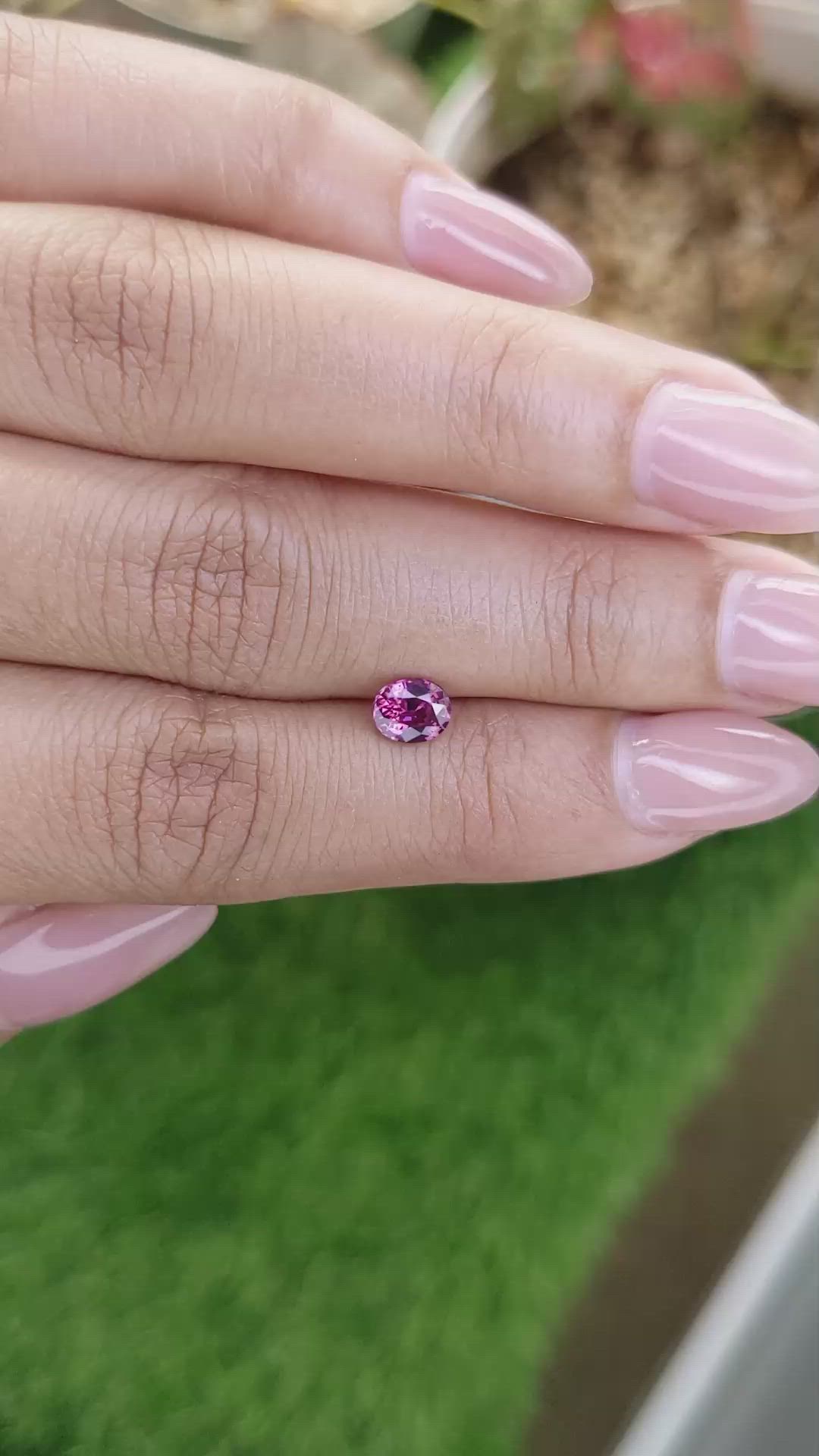 0.66 Ct. Purplish Pink Rhodolite Garnet from Ceylon (Sri Lanka) Size Video