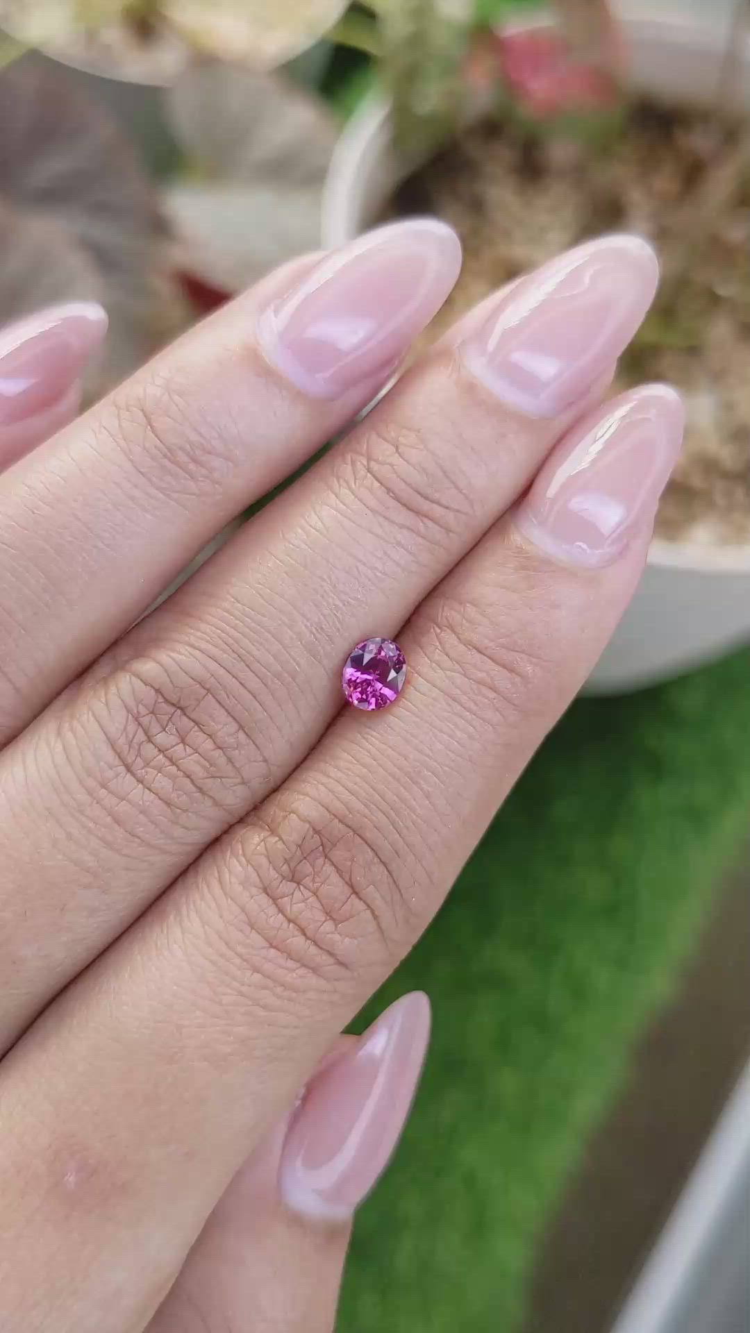 0.66 Ct. Purplish Pink Rhodolite Garnet from Ceylon (Sri Lanka) Size Video