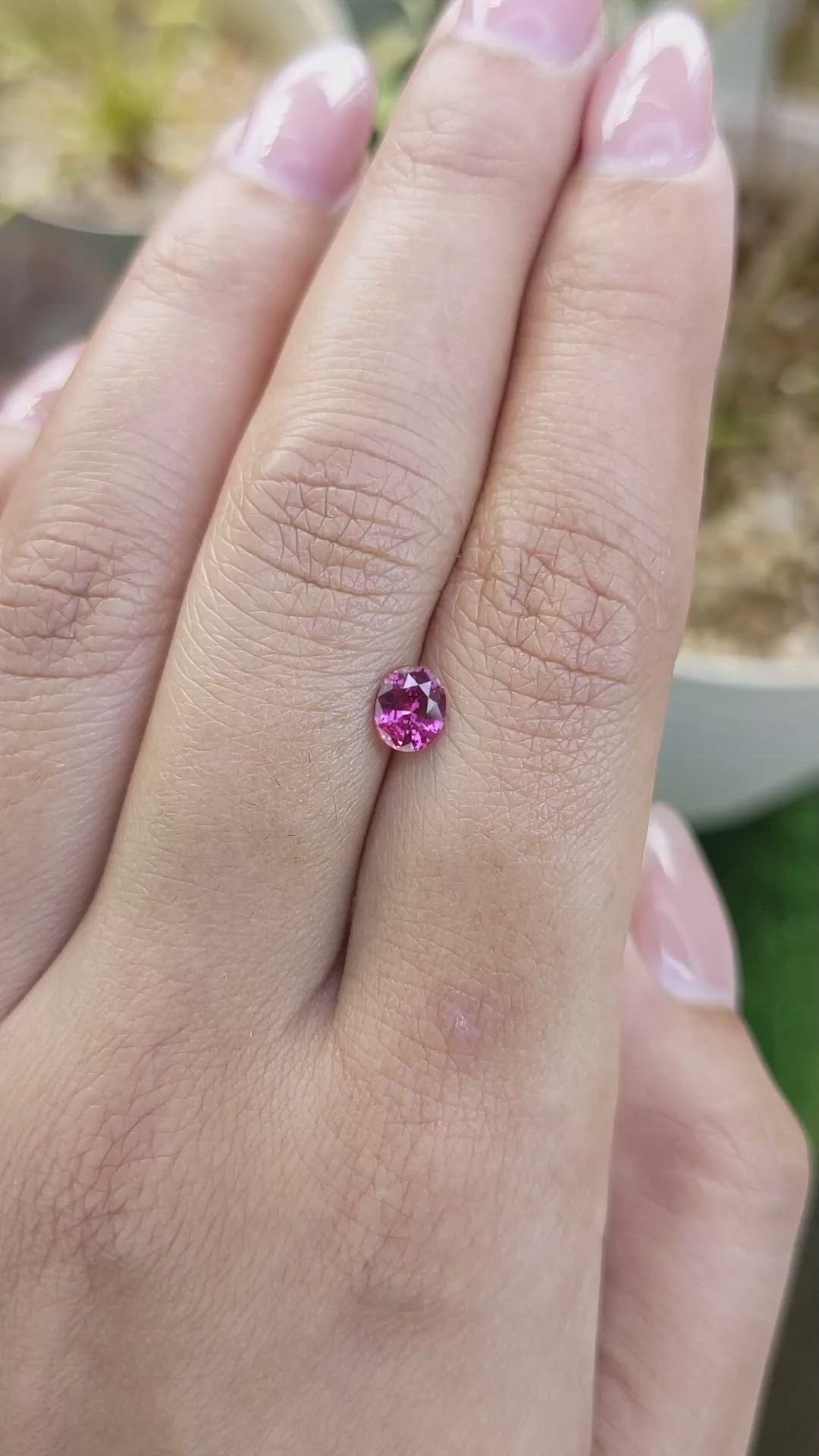 0.66 Ct. Purplish Pink Rhodolite Garnet from Ceylon (Sri Lanka) Size Video