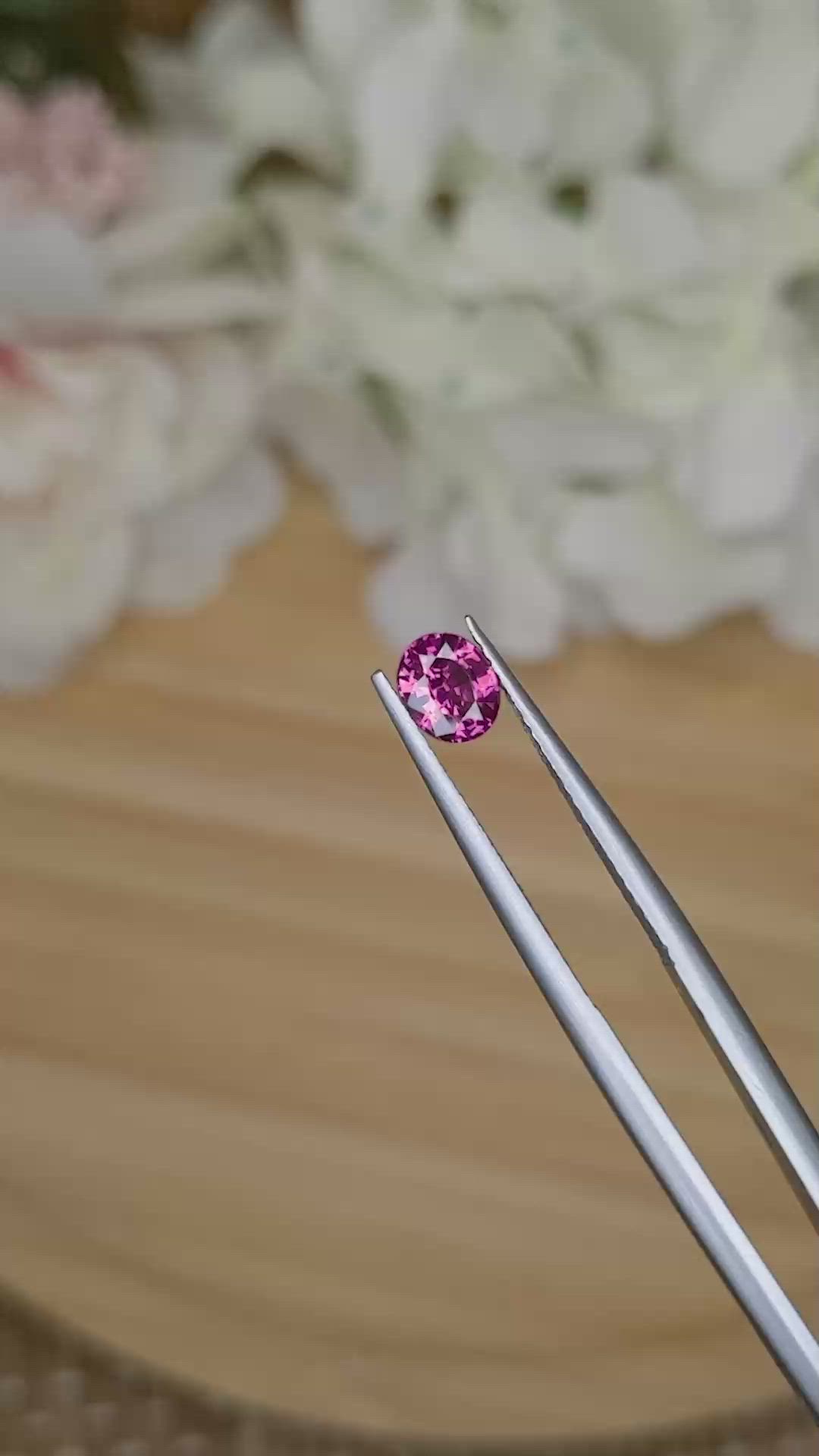 0.66 Ct. Purplish Pink Rhodolite Garnet from Ceylon (Sri Lanka) Size Video