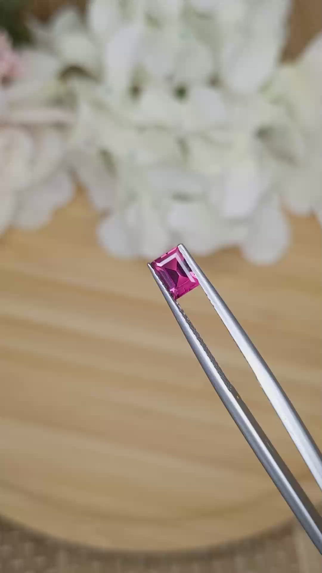 0.75 Ct. Purplish Pink Rhodolite Garnet from Ceylon (Sri Lanka) Size Video
