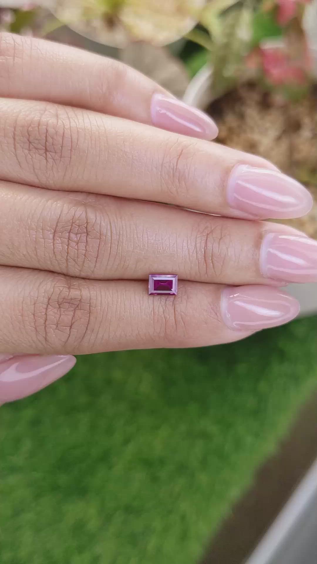 0.75 Ct. Purplish Pink Rhodolite Garnet from Ceylon (Sri Lanka) Size Video