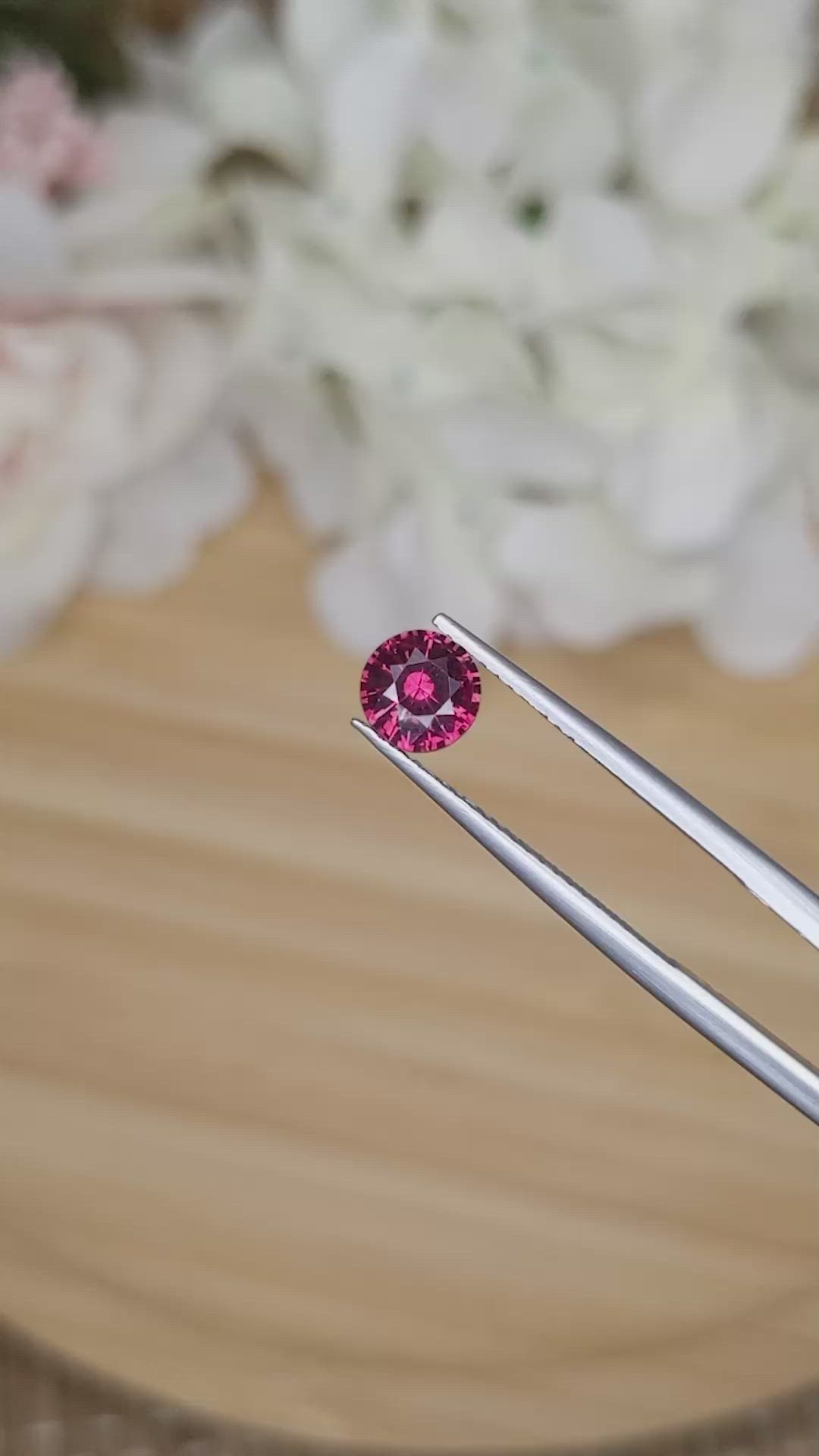 0.98 Ct. Purplish Red Rhodolite Garnet from Ceylon (Sri Lanka) Size Video
