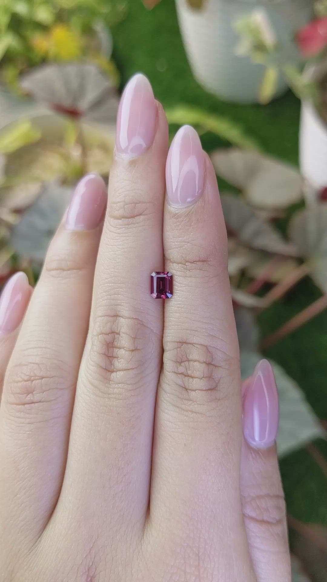 0.77 Ct. Purplish Pink Rhodolite Garnet from Ceylon (Sri Lanka) Size Video