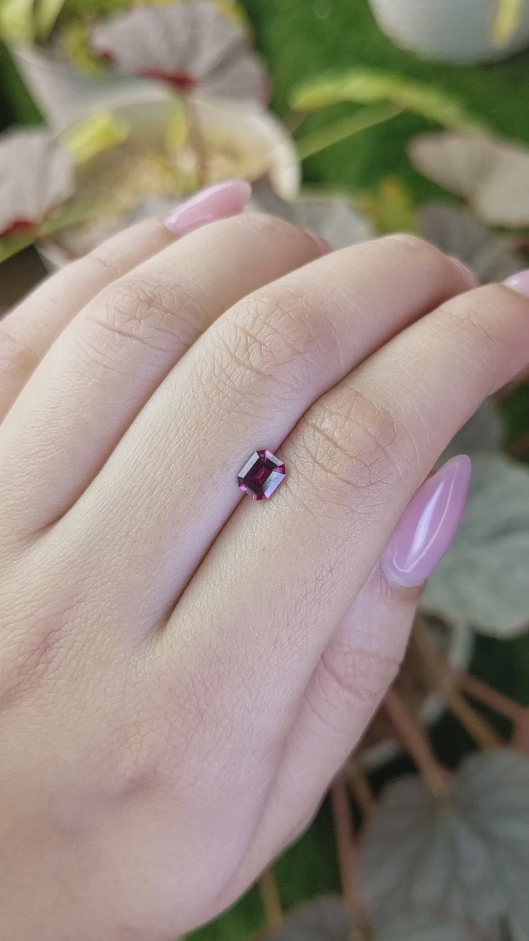 0.69 Ct. Purplish Pink Rhodolite Garnet from Ceylon (Sri Lanka) Size Video